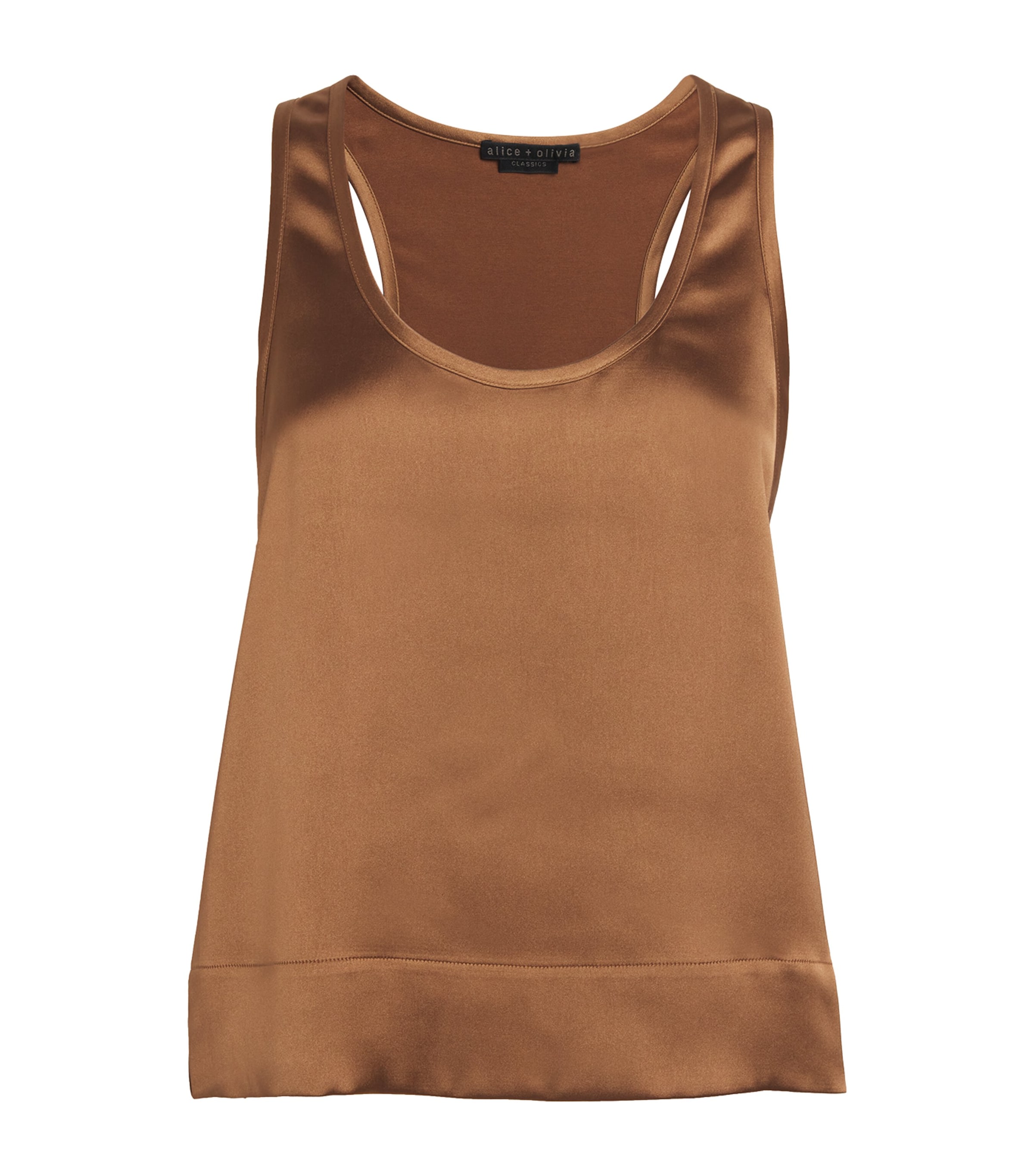 Alice And Olivia Satin Avril Tank Top In Brown