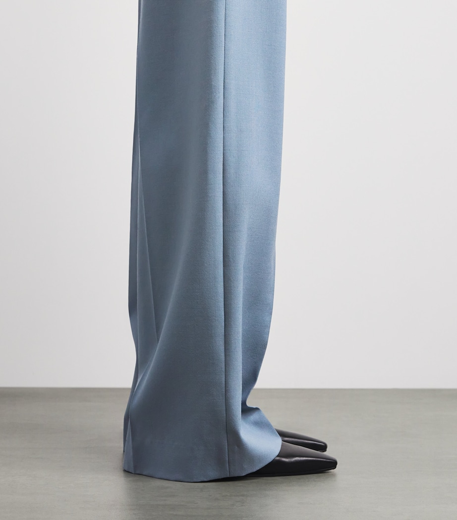 Laura Pitharas Womens Wool Wide-Leg Trousers Steel Blue Image 3