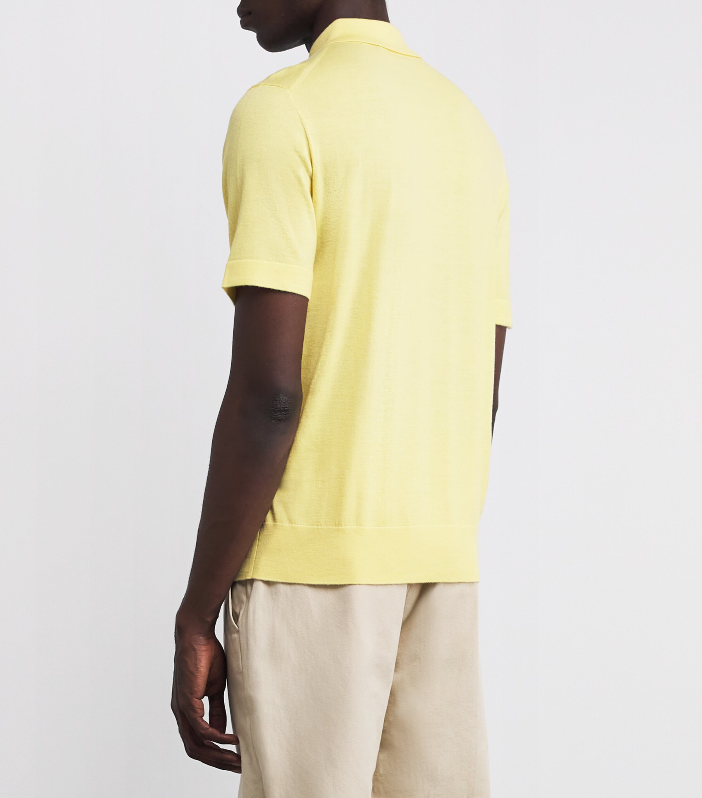 Vince Mens Wool-Cashmere Featherweight Polo Sweater Golden Haze Image 4