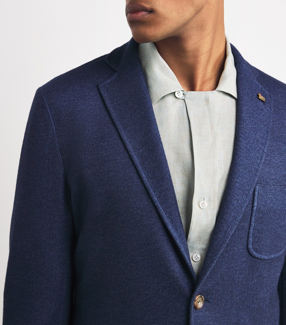 Colombo Mens Kid Cashmere-Silk Fleece Blazer Navy Blue Image 6