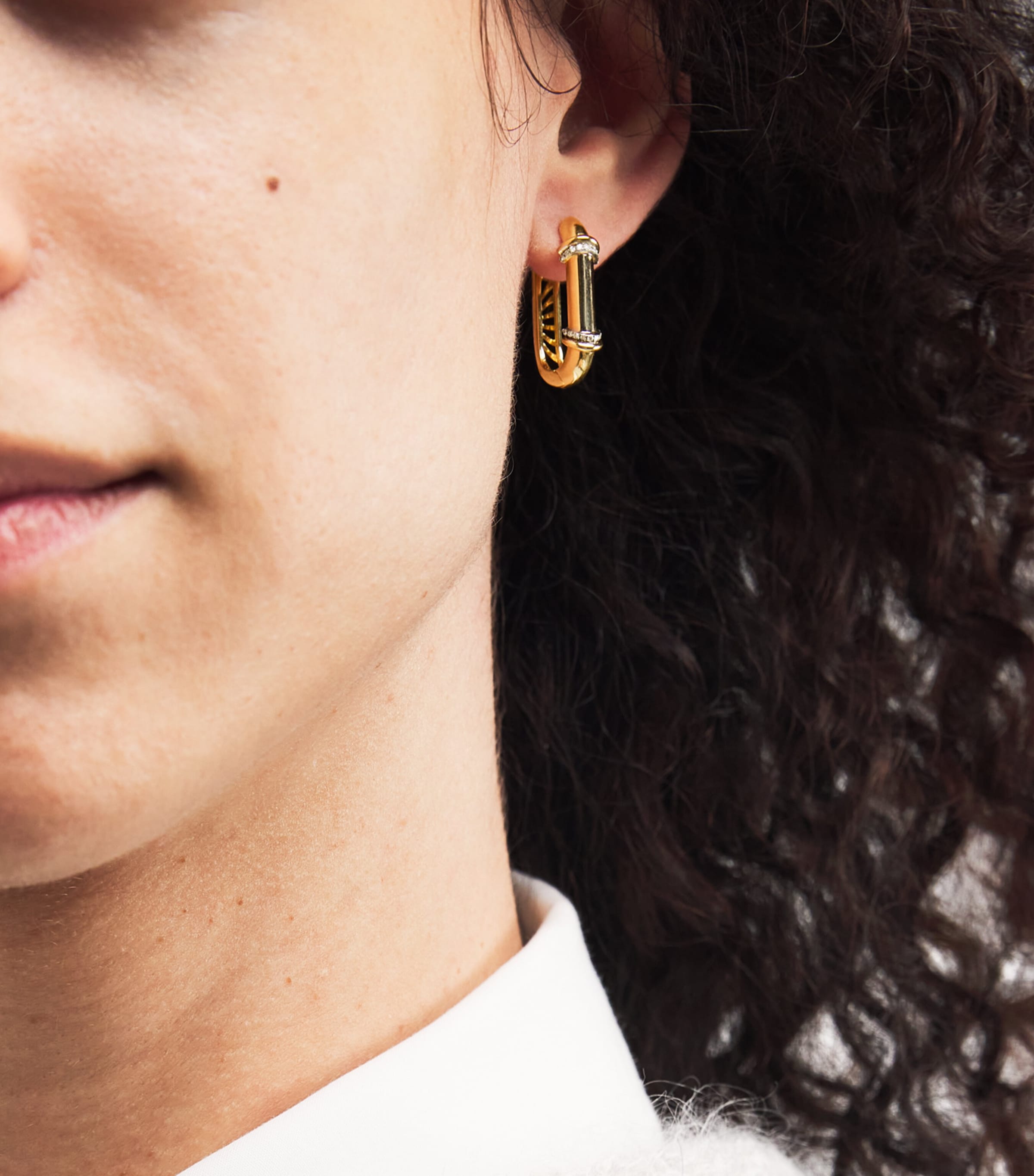 Yellow Gold and Diamond Lot N*93 Buoy Lock Earrings YELLOW GOLD Image 2