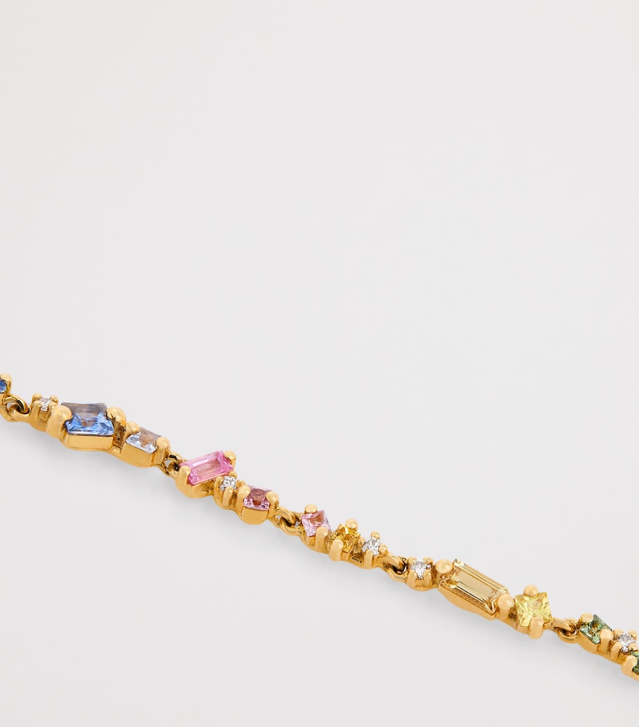 Yellow Gold, White Diamond and Pastel Sapphire La Fantaisie Bracelet 18K YG/PS Image 4