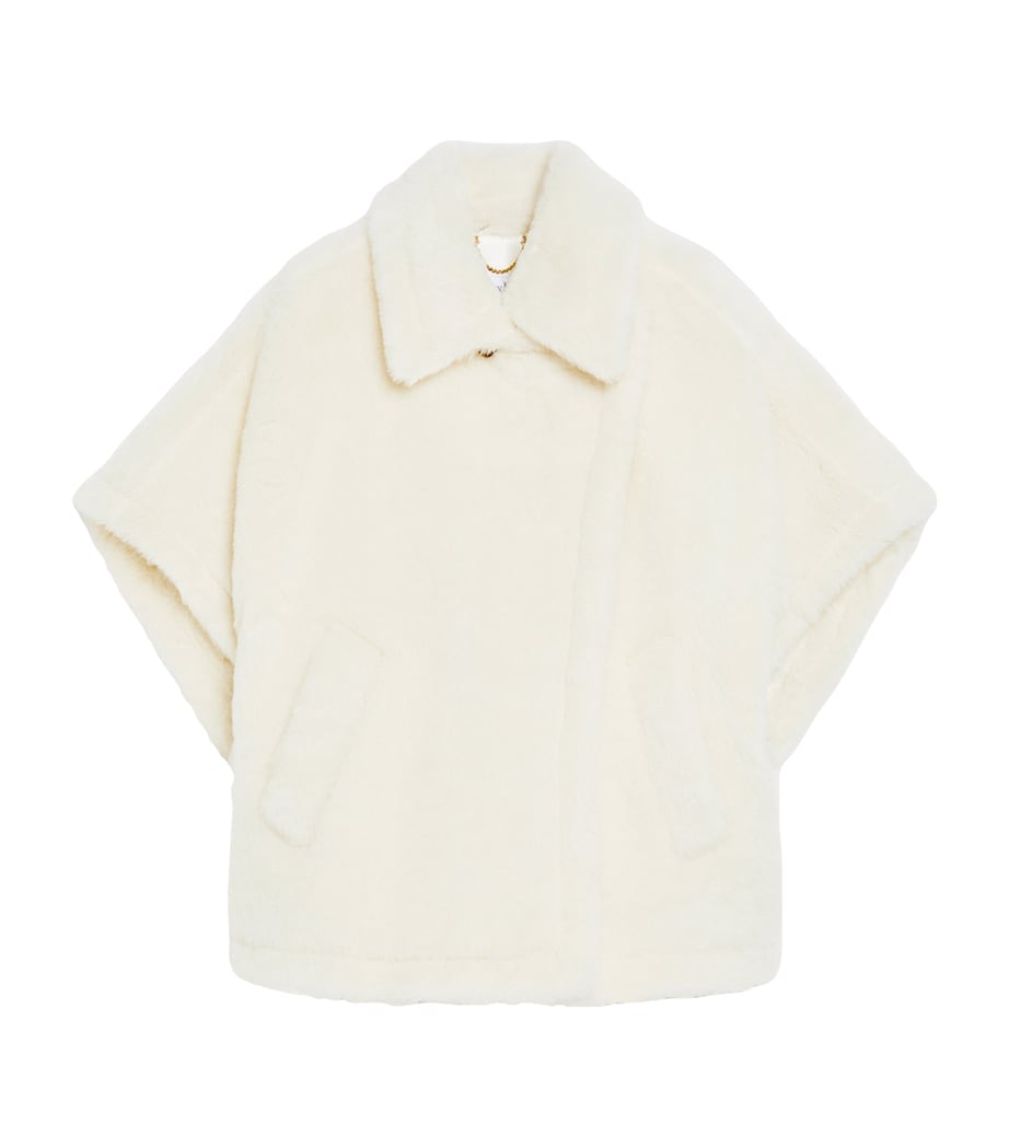 Max Mara Womens Alpaca-Wool-Silk Cape Optical White Image 1