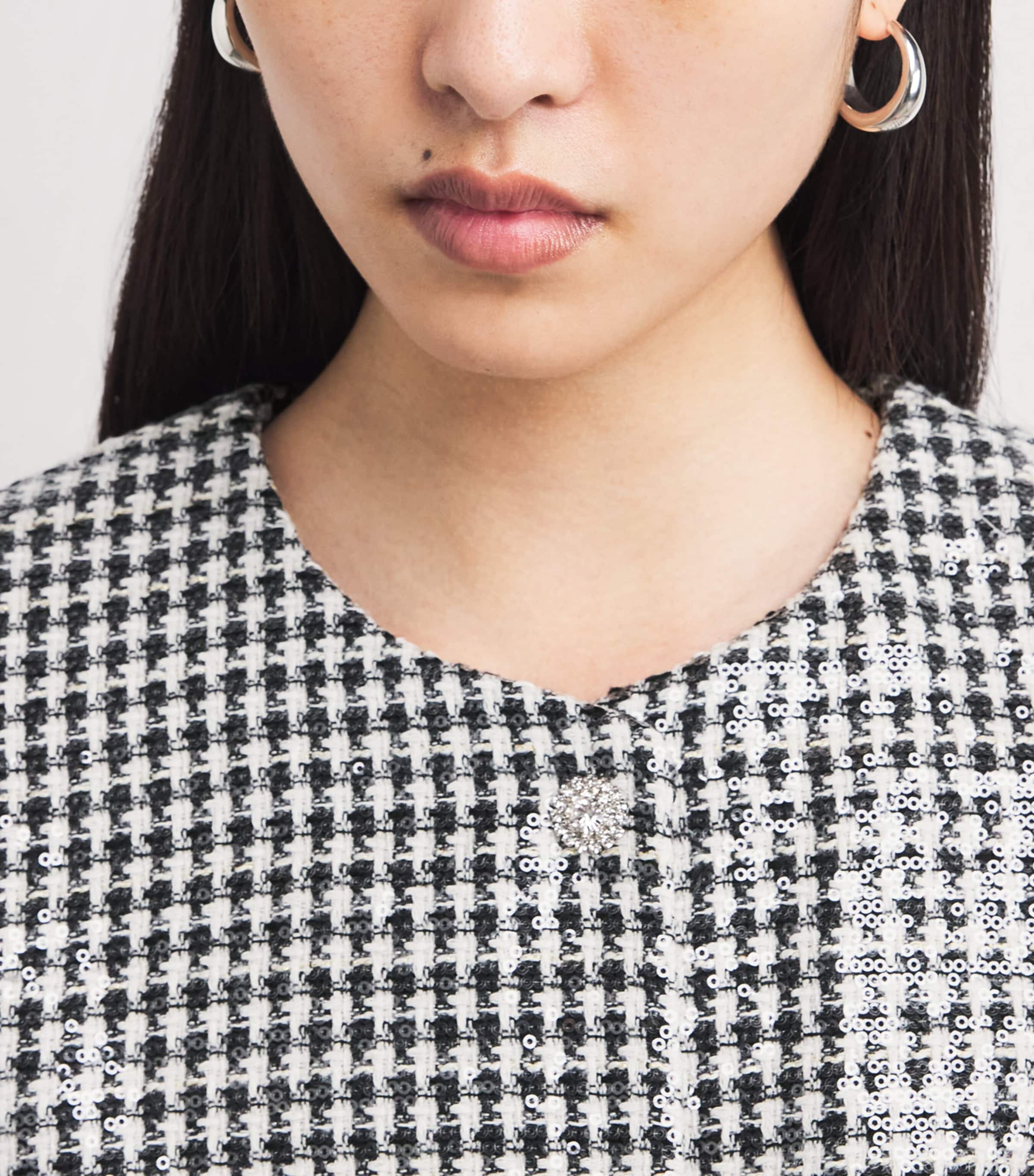 Tweed Houndstooth Sequin Jacket BLACK / WHITE Image 6