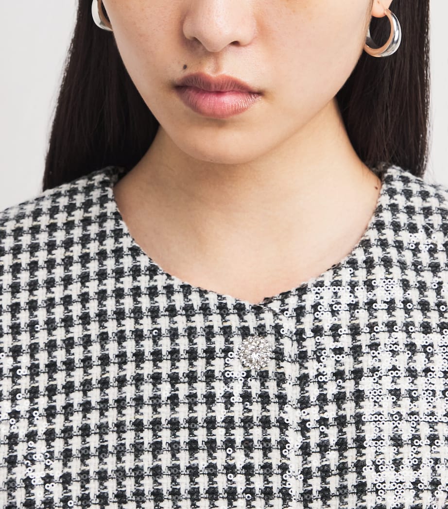 Tweed Houndstooth Sequin Jacket BLACK / WHITE Image 6