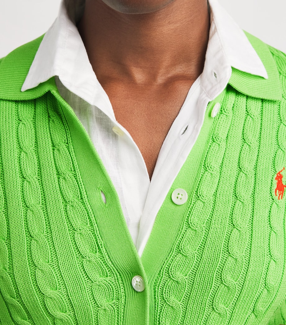 Polo Ralph Lauren Womens Cotton Cable-Knit Cardigan Riviera Green Image 3