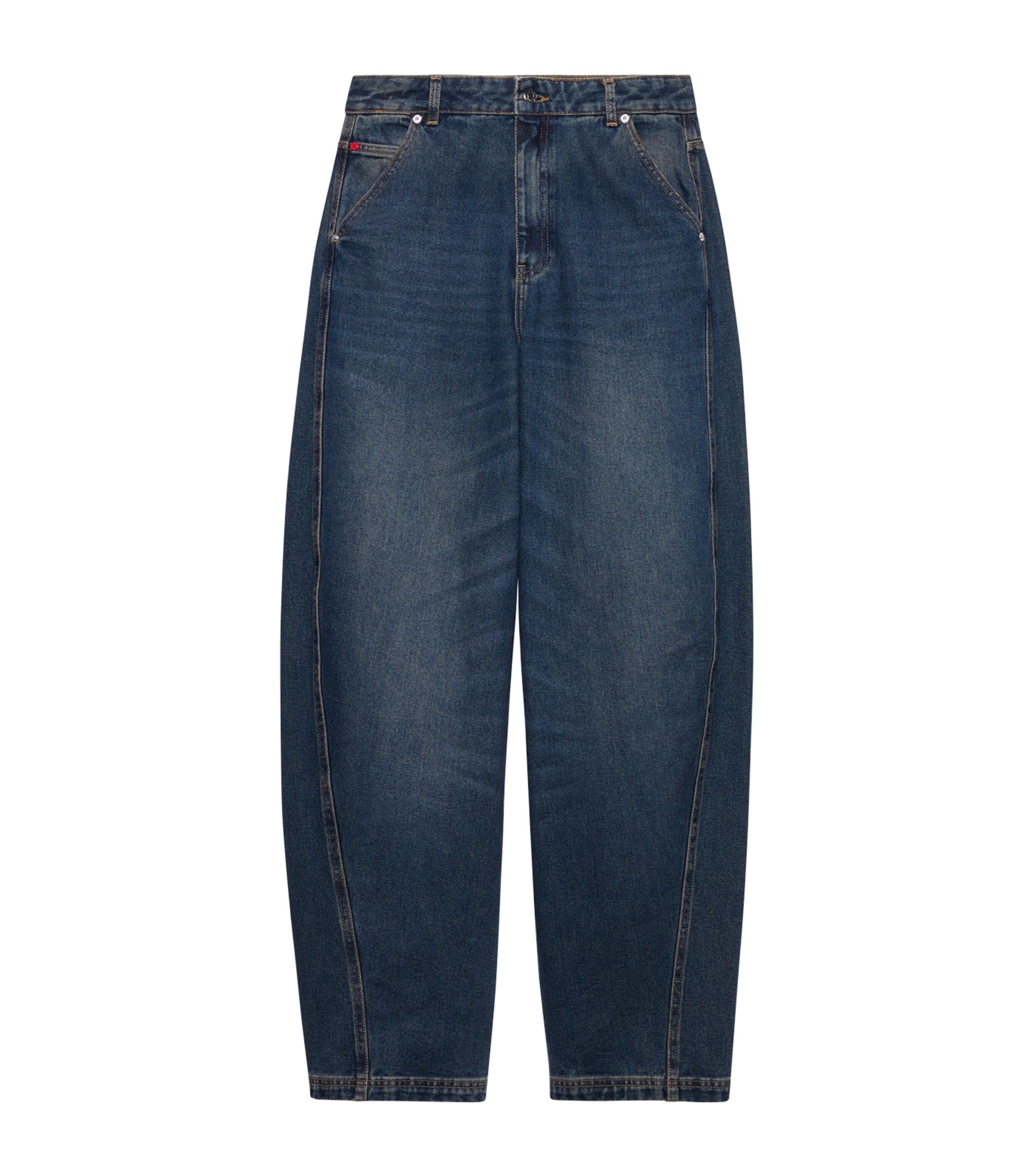 MAX&Co. Womens Re-Edit High-Rise Barrel-Leg Jeans Navy Image 1