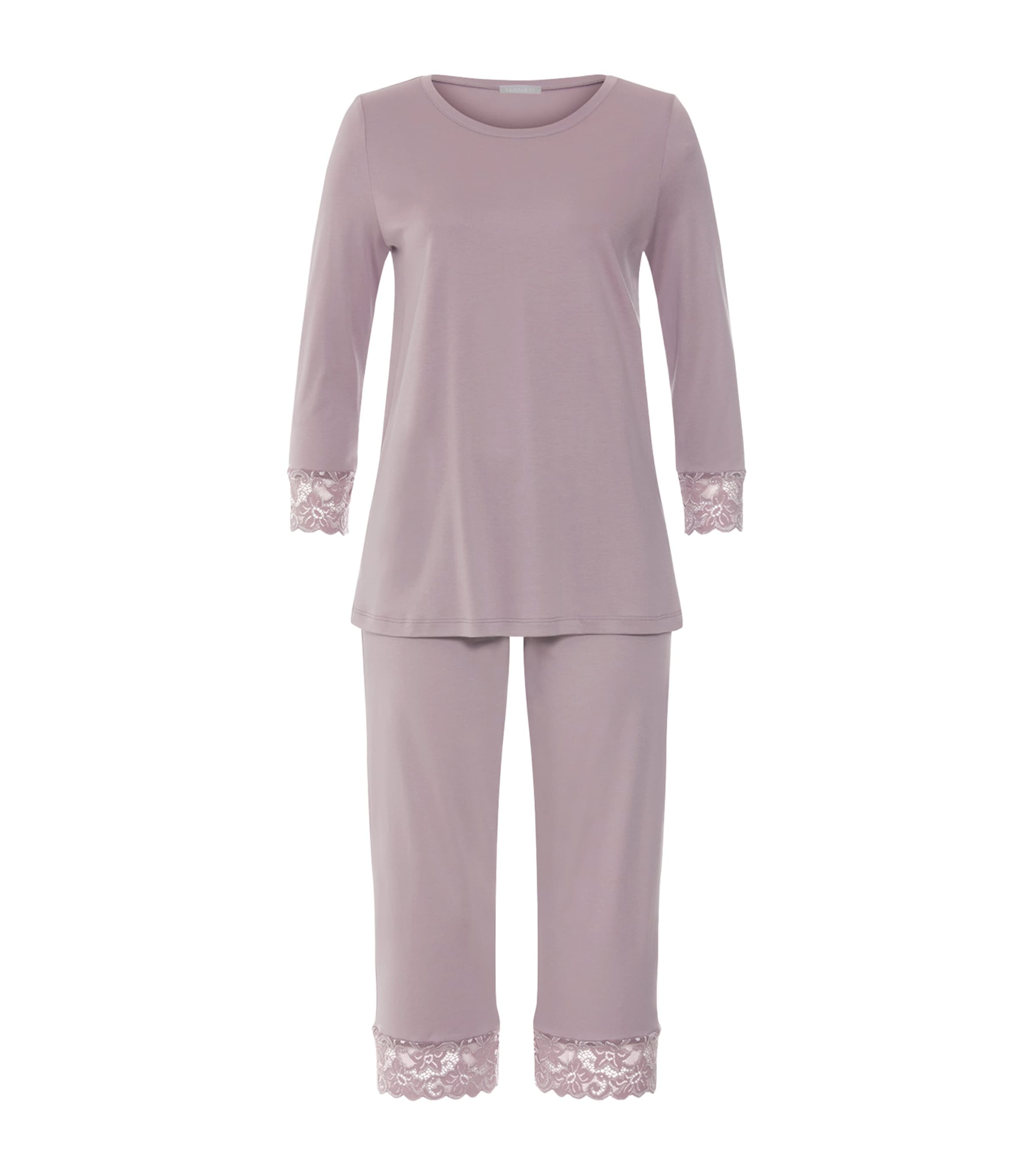Hanro Womens Lace-Trim Moments Pyjama Set Stormy Rose Image 1