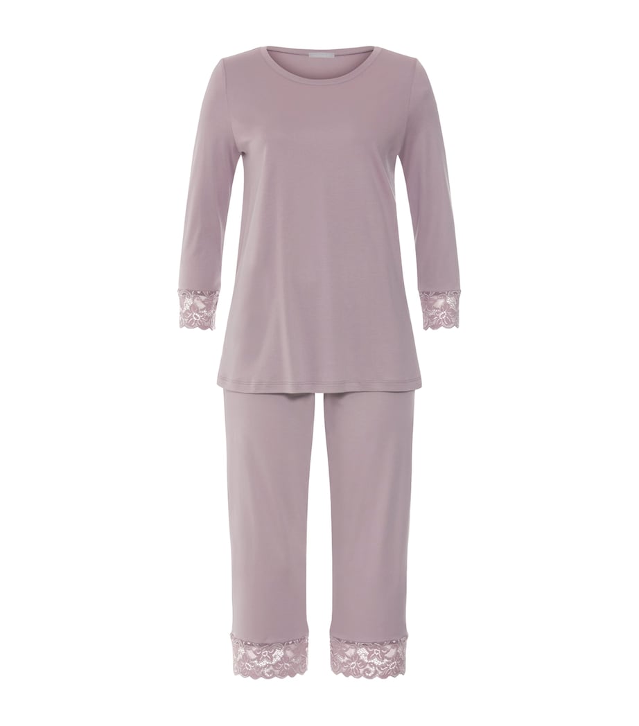 Hanro Womens Lace-Trim Moments Pyjama Set Stormy Rose Image 1