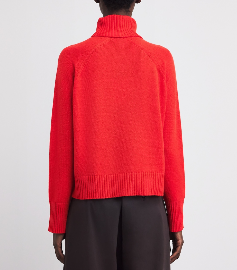 Cashmere Snood-Detail Sweater POPPY RED Image 4