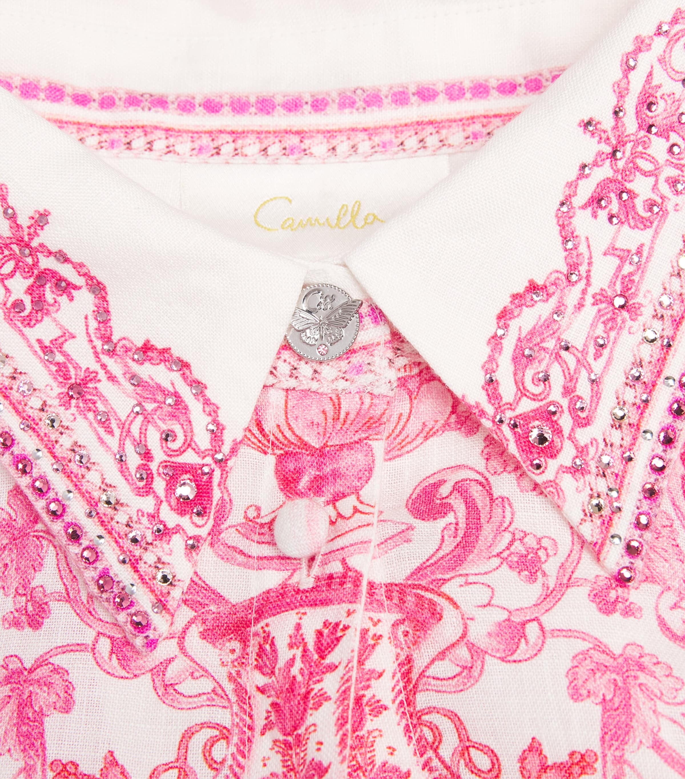 Camilla Womens Linen Printed Shirt Dress Livin La Vida Rosa Image 6