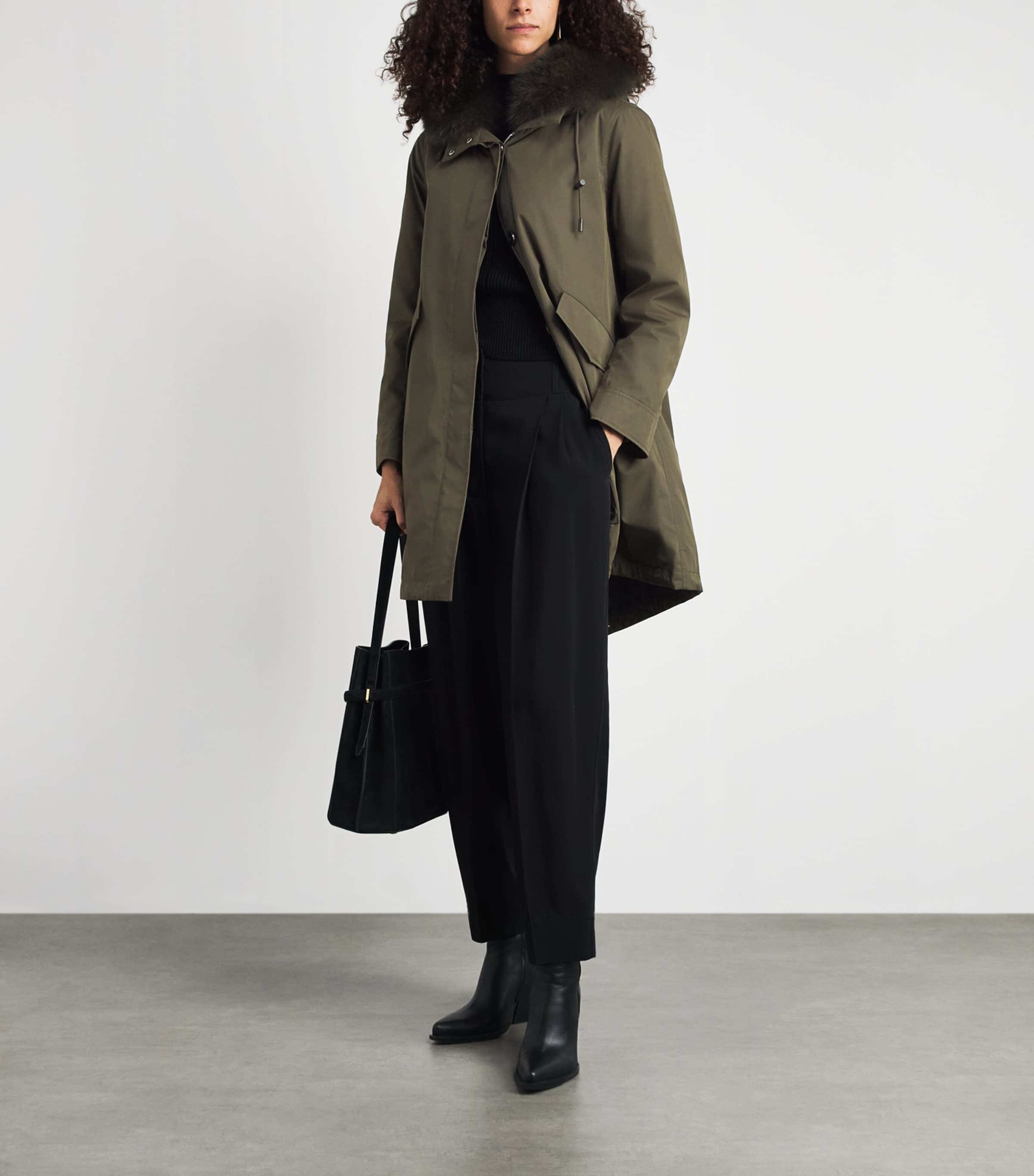 Yves Salomon Womens Down Fur-Trim Technical Parka Coat Image 2