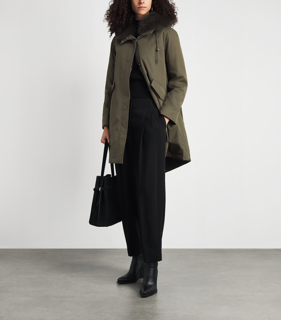 Yves Salomon Womens Down Fur-Trim Technical Parka Coat Image 2