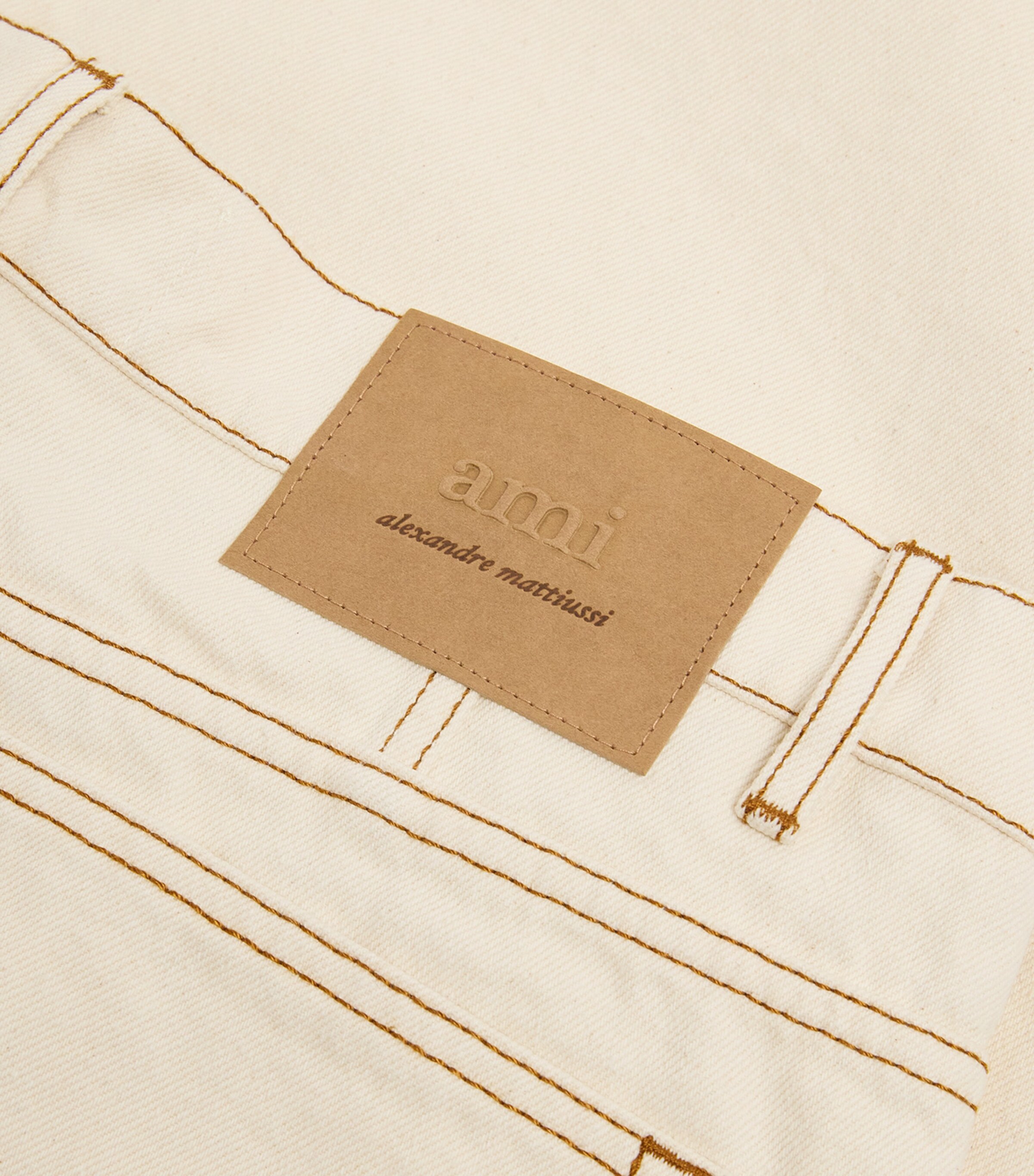 AMI Paris Mens Cotton Twill Wide Jeans Blanc Image 5