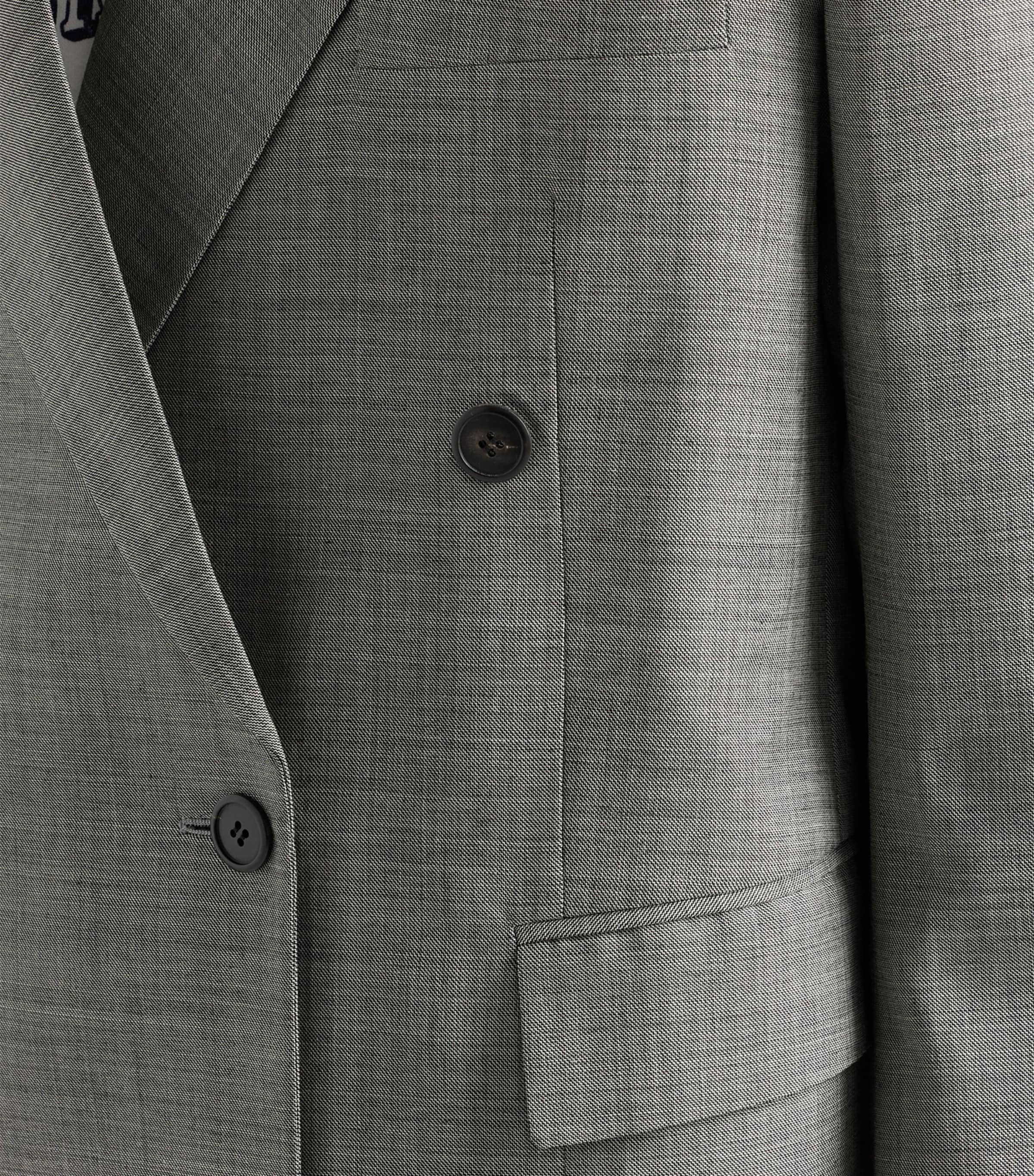 Wool Double-Breasted Grisaille Blazer F0480 Image 4