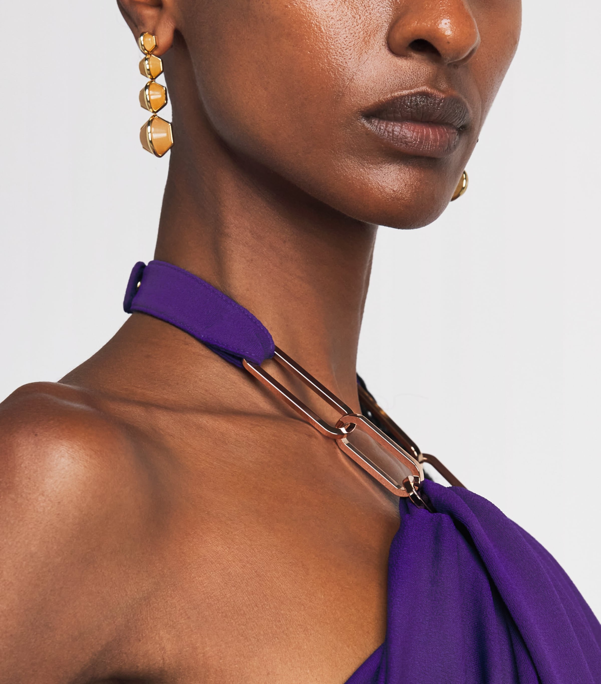 Rabanne Womens Chain-Detail Halterneck Gown Purple Image 5