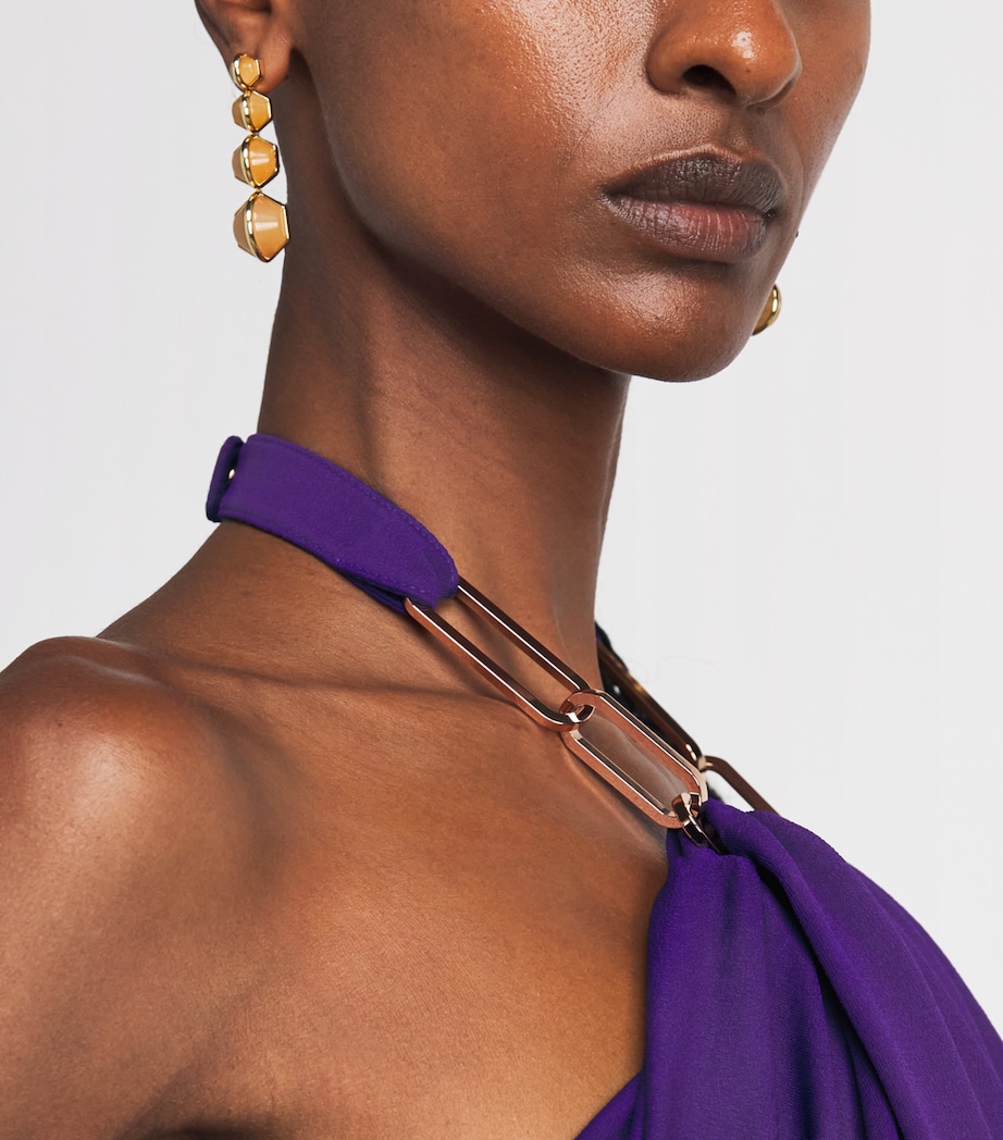 Rabanne Womens Chain-Detail Halterneck Gown Purple Image 5