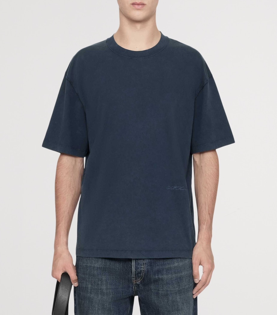 AllSaints Mens Organic Cotton Maddox T-Shirt Navy Blue Image 3