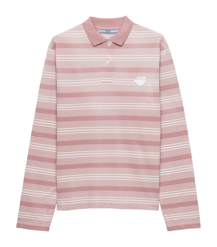Prada Womens Cotton Piqué Stripe Polo Shirt Image 1