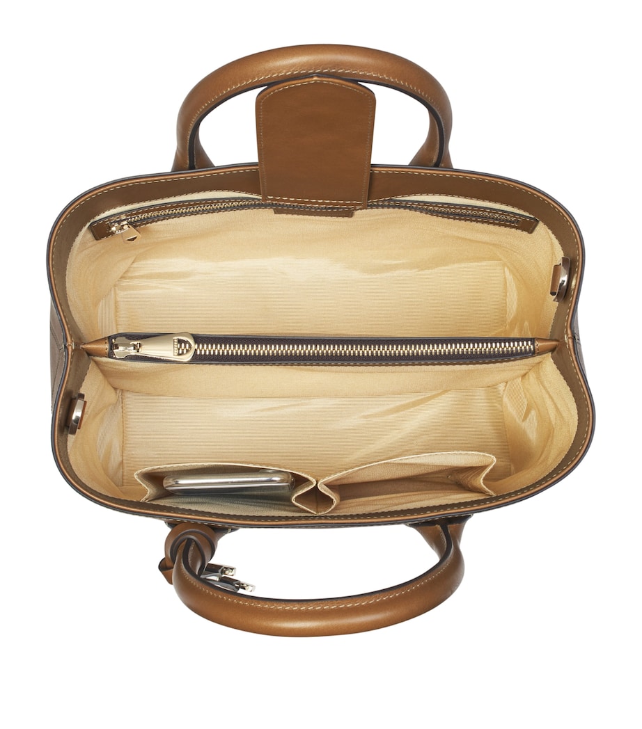 Midi Leather London Tote Bag BROWN Image 3