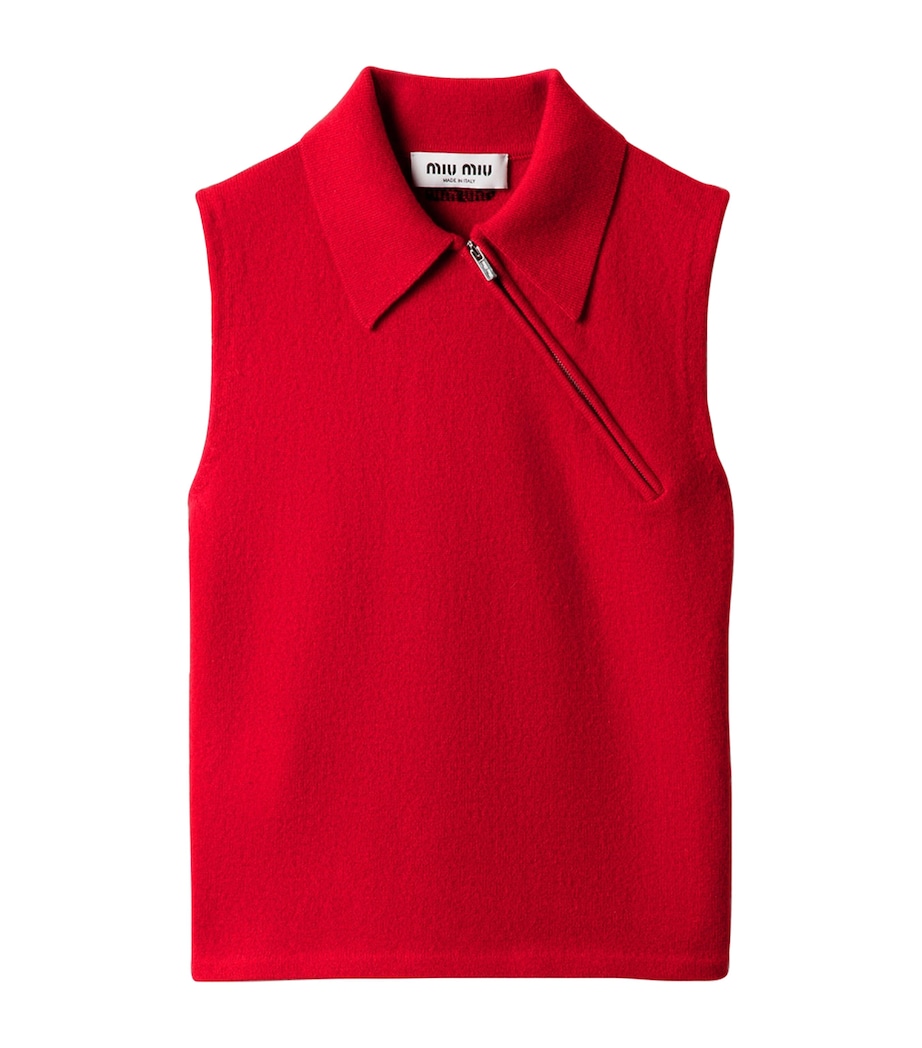 Cashmere Sleeveless Polo Sweater F0011 Image 1