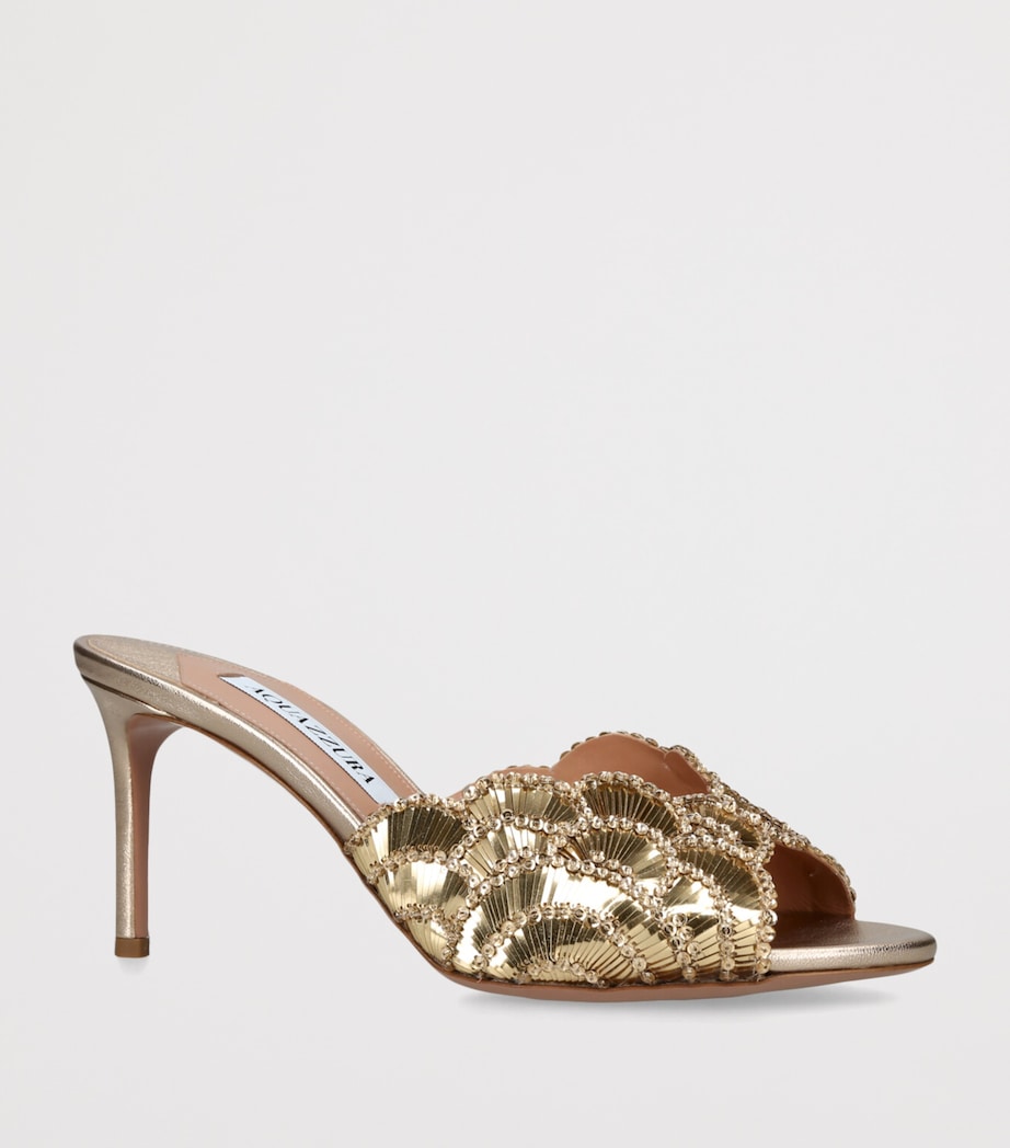 Aquazzura Leather Ce Soir Mules 75 Gold Image 3