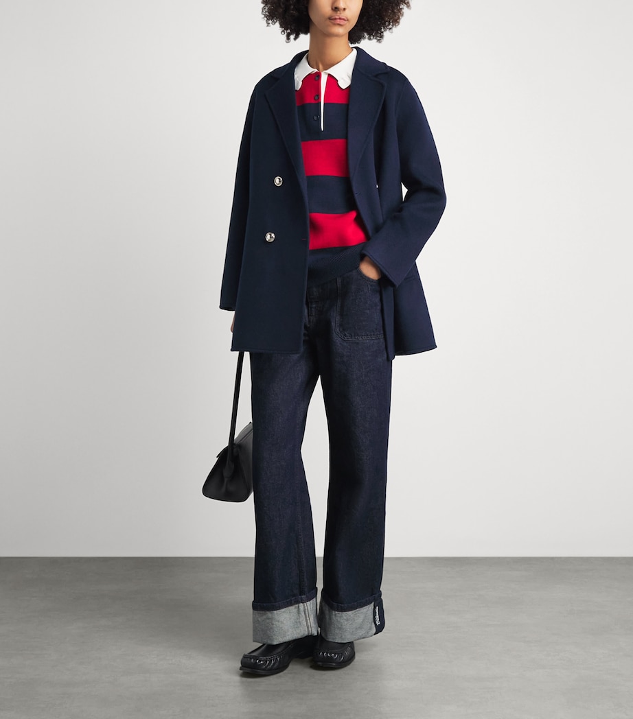 Claudie Pierlot Womens Wool Double-Breasted Coat Navy Image 2