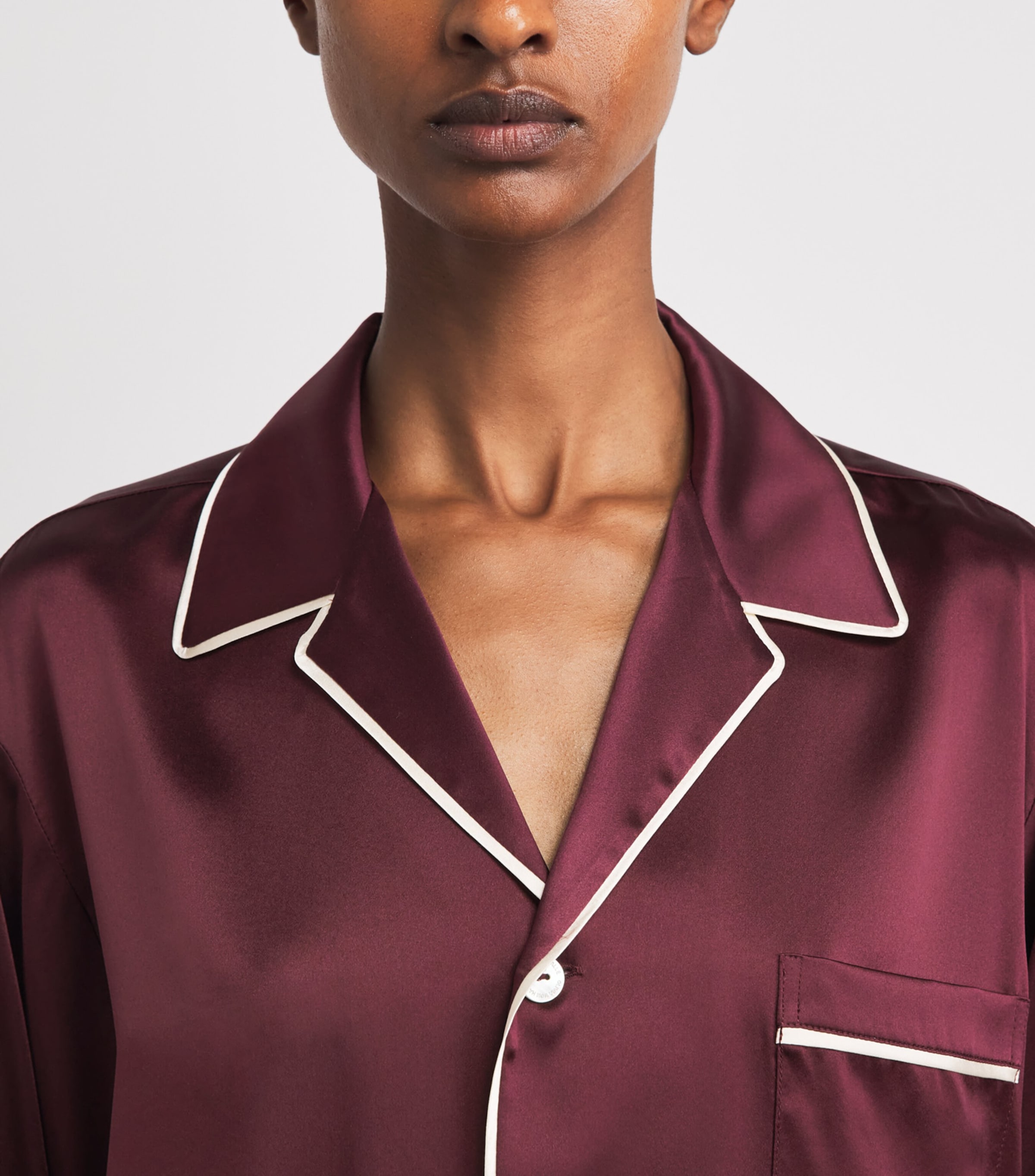 Olivia von Halle Womens Silk Yves Pyjama Set Raisin Image 5