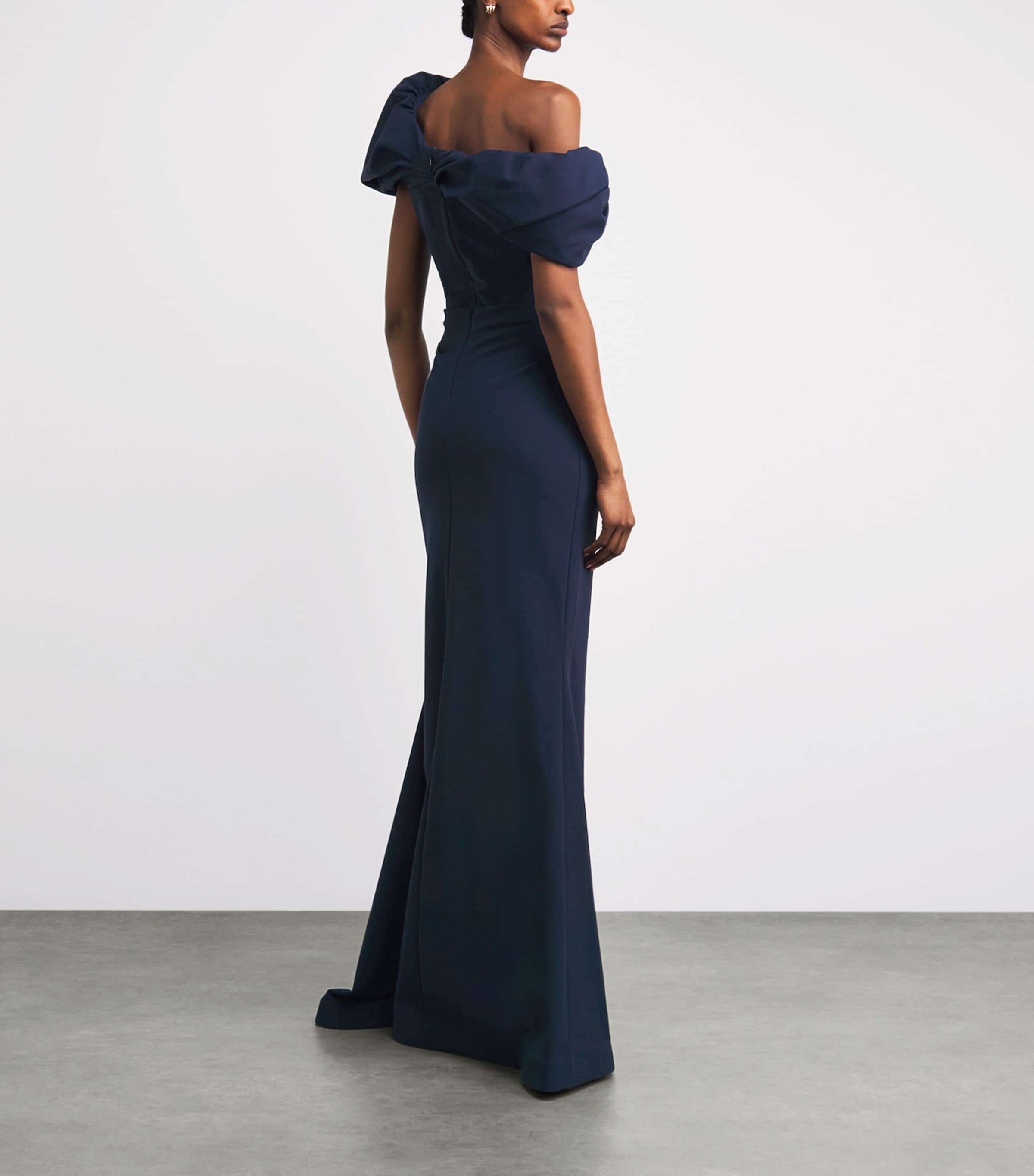 Rachel Gilbert Womens Asymmetric Jade Gown Navy Image 4