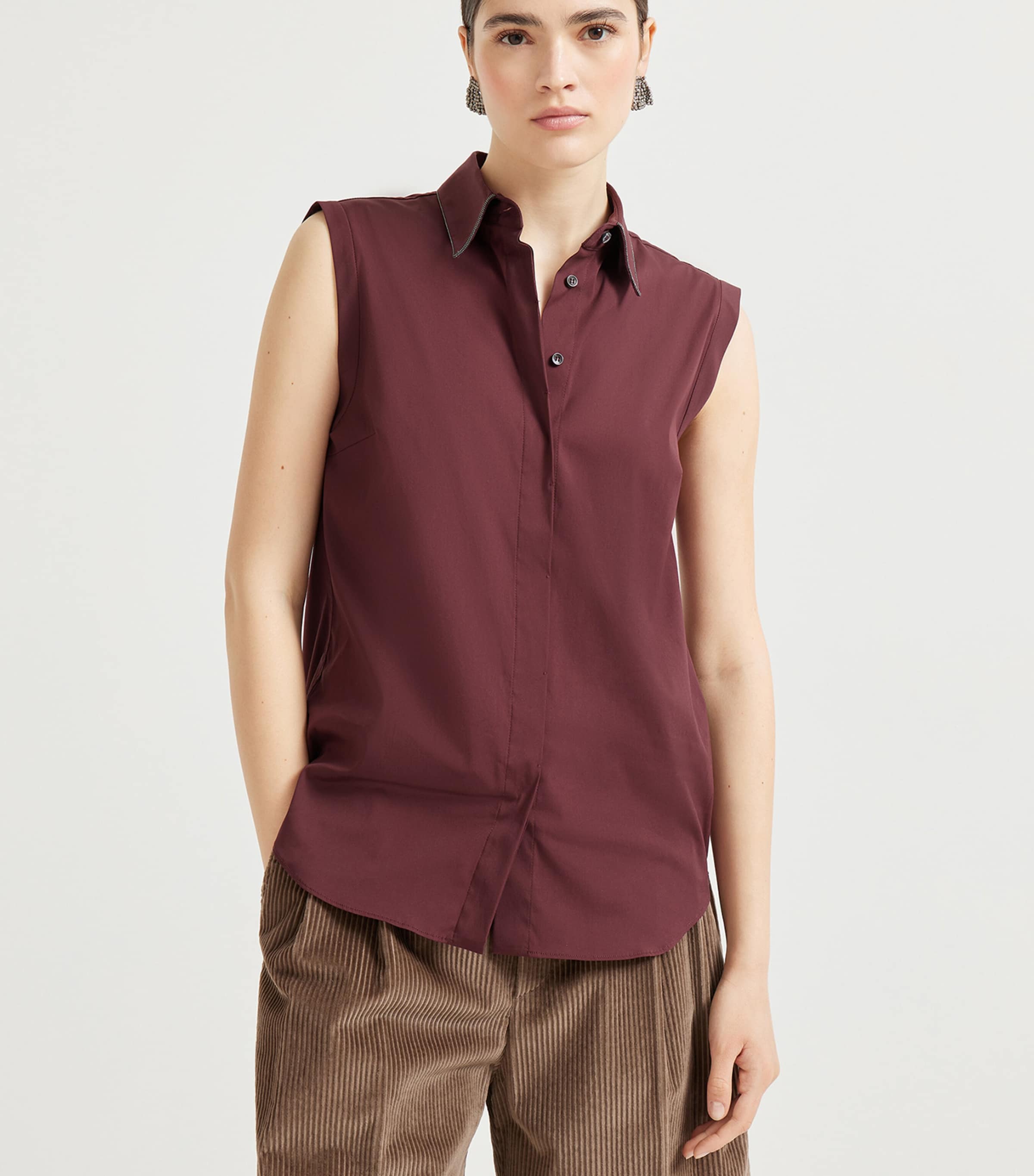 Cotton-Blend Sleeveless Shirt C4242 Image 2