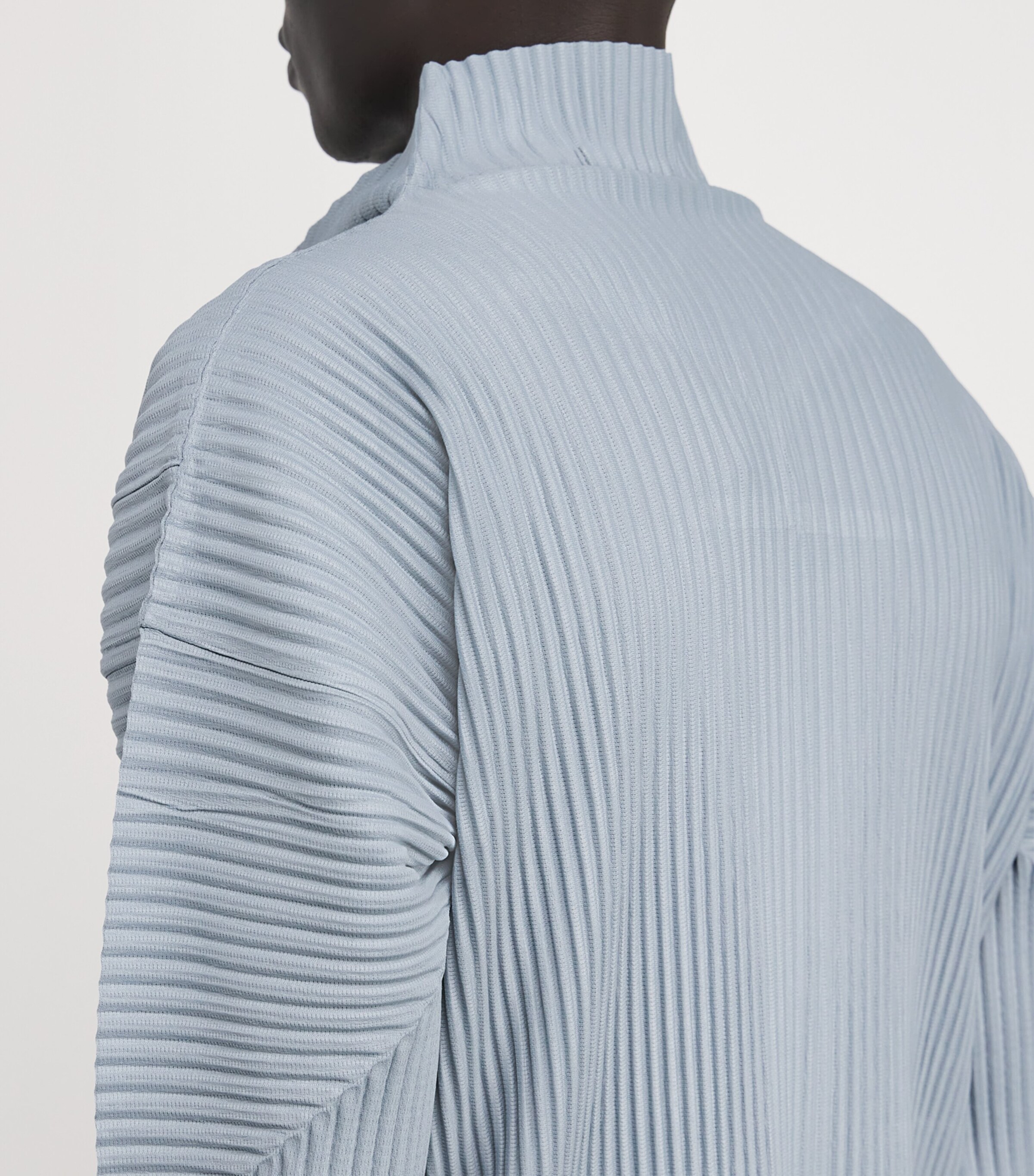 Homme Plissé Issey Miyake Mens Pleated Zip-Up Cardigan Gray Blue Image 6