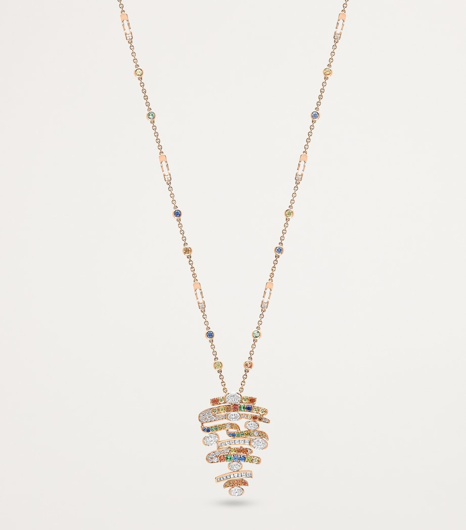 Rose Gold, Diamond, Sapphire and Tsavorite Play of Light Pendant Necklace ROSE GOLD Image 3