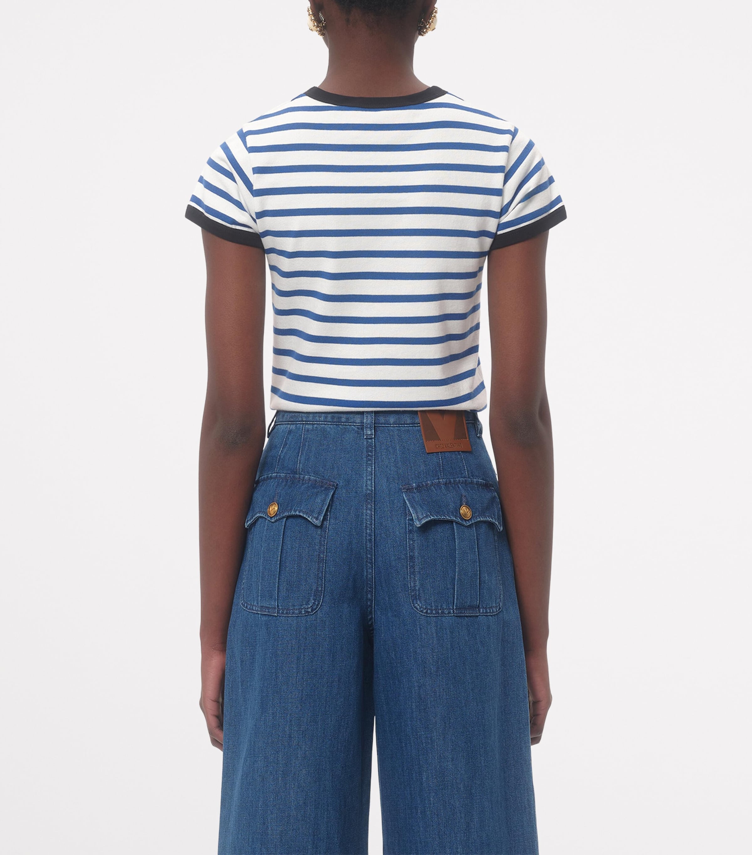 Cotton Stripe Chez Valentino T-Shirt CR1 Image 4