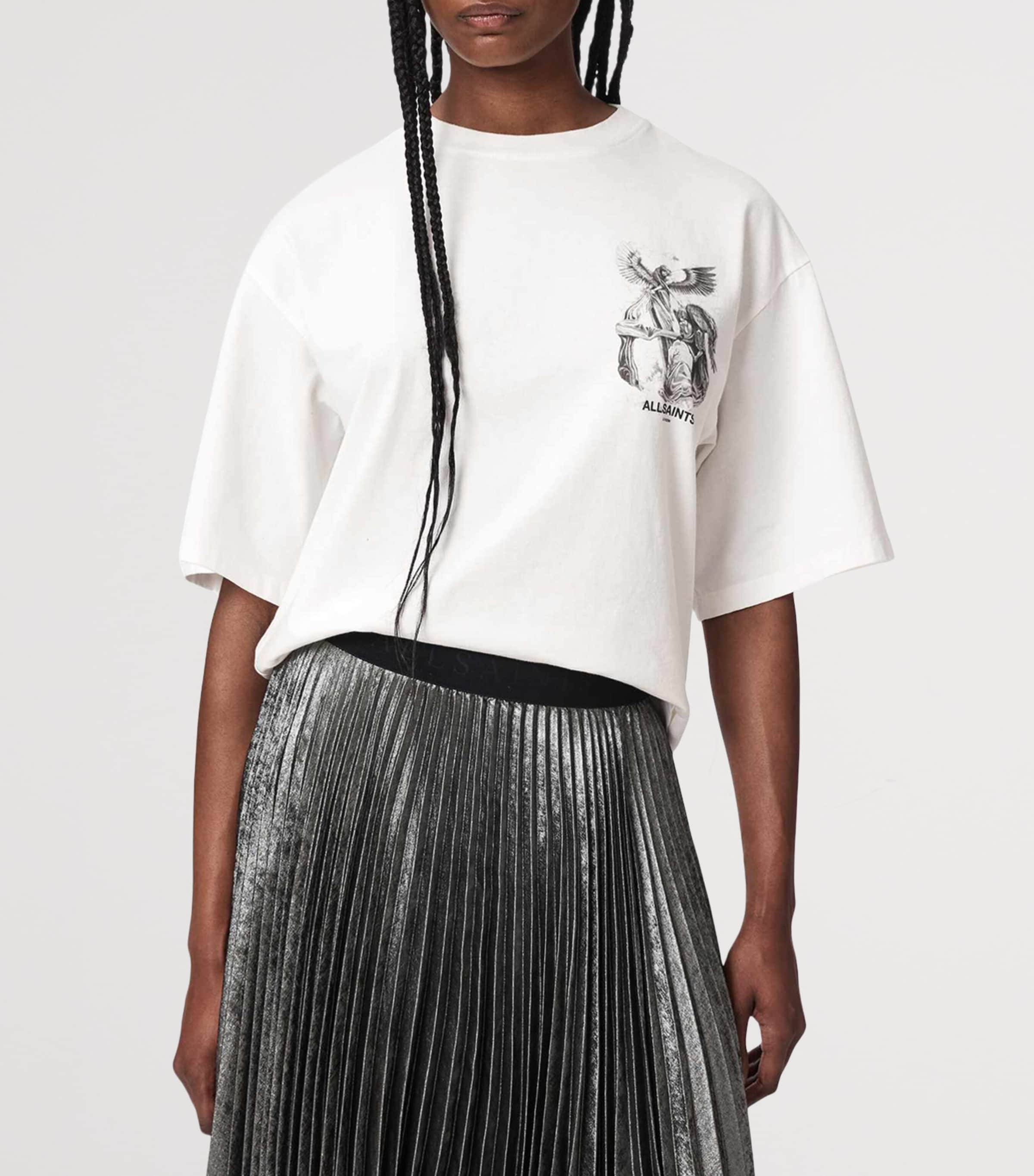 AllSaints Womens Organic Cotton Amelie T-Shirt Chalk White Image 3