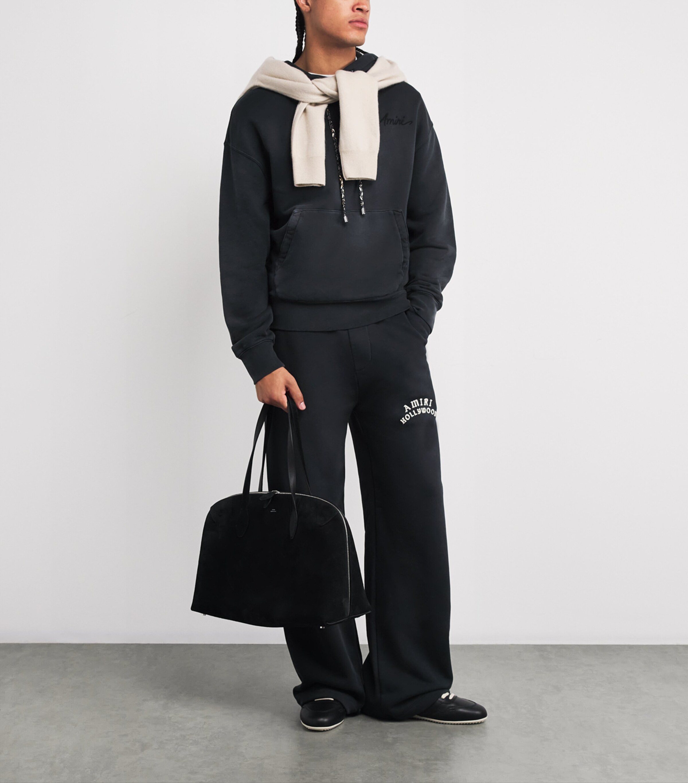 AMIRI Mens Cotton Bleach Bandana Hoodie Black Image 2