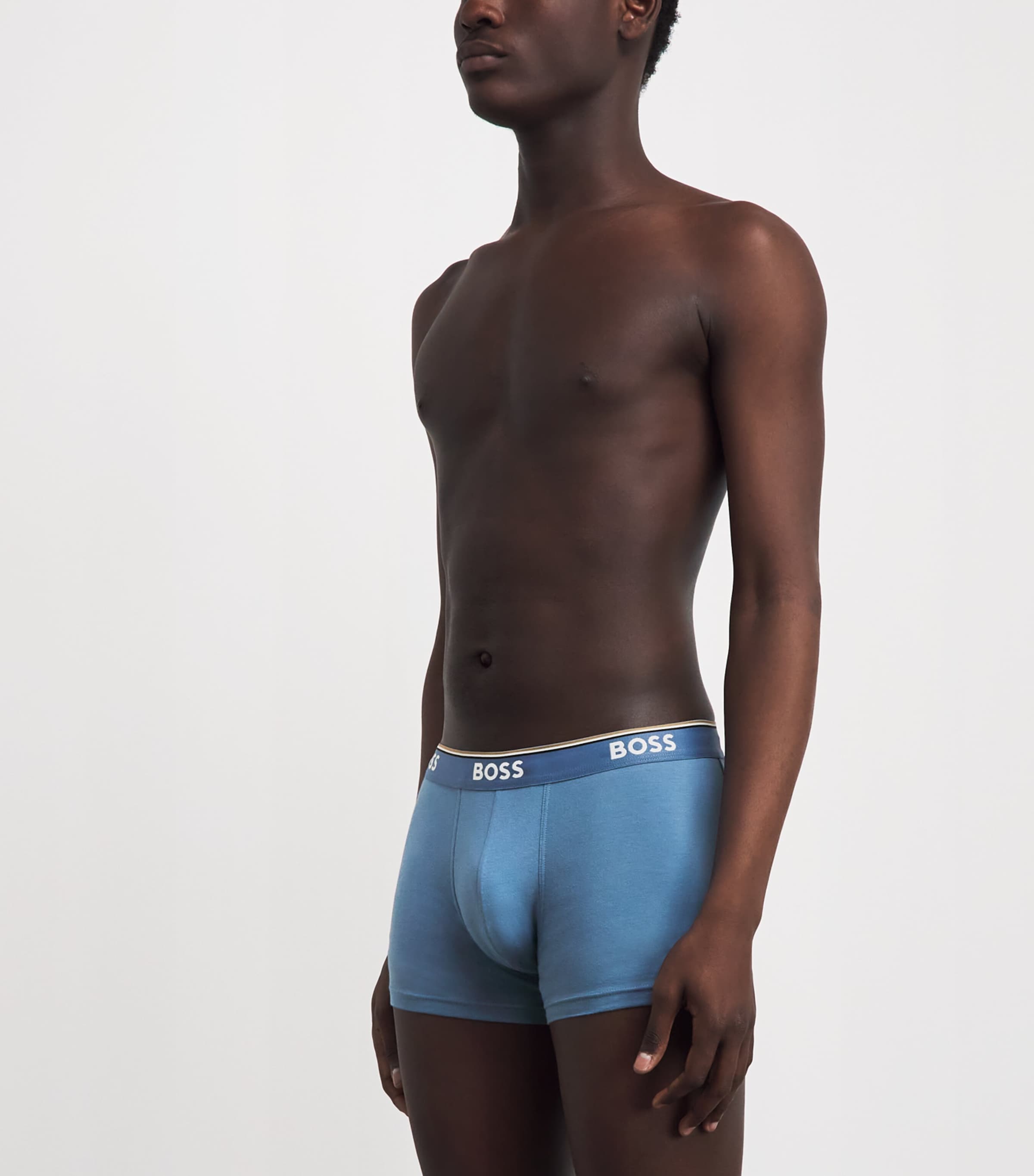 BOSS Mens Stretch-Cotton Power Trunks (Pack of 3) Open Blue Image 2