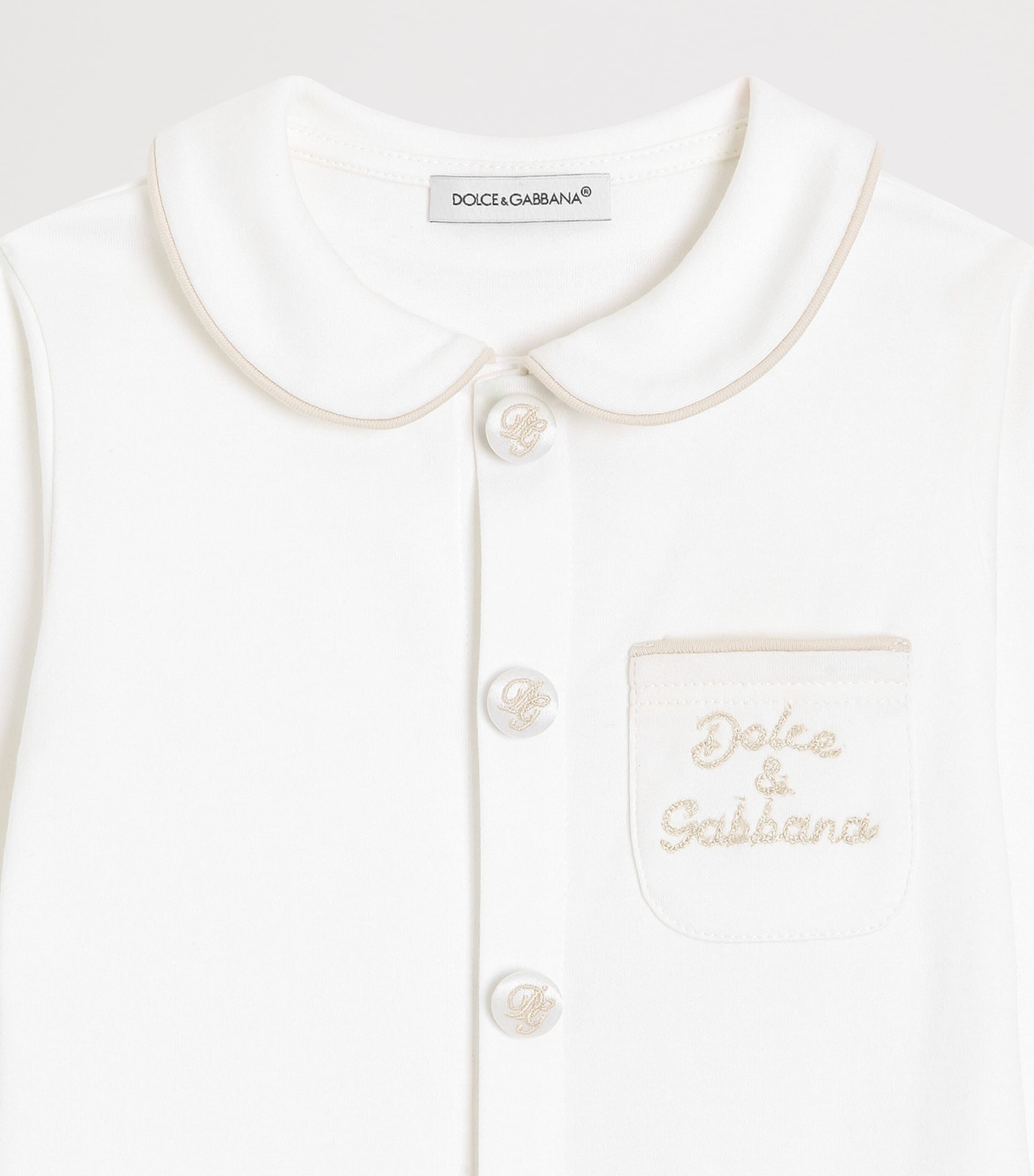 Dolce&Gabbana Kids Cotton Logo All-In-One, Bib and Hat Set (0-24 Months) White Image 4
