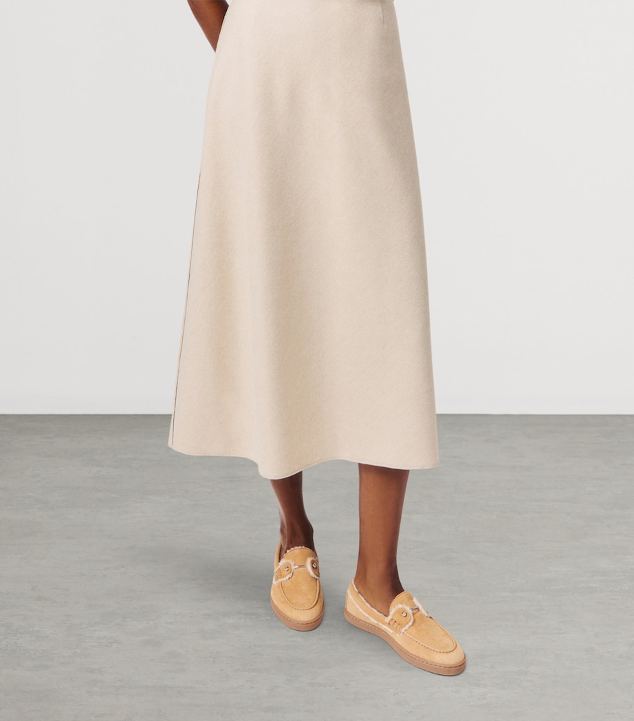 Chambeliboat Suede Shearling-Lined Boat Shoes C562 Image 2