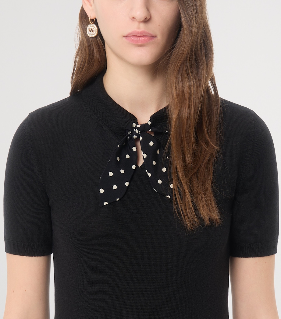 Valentino Womens Virgin Wool-Blend Necktie Slim Polo Sweater Image 6