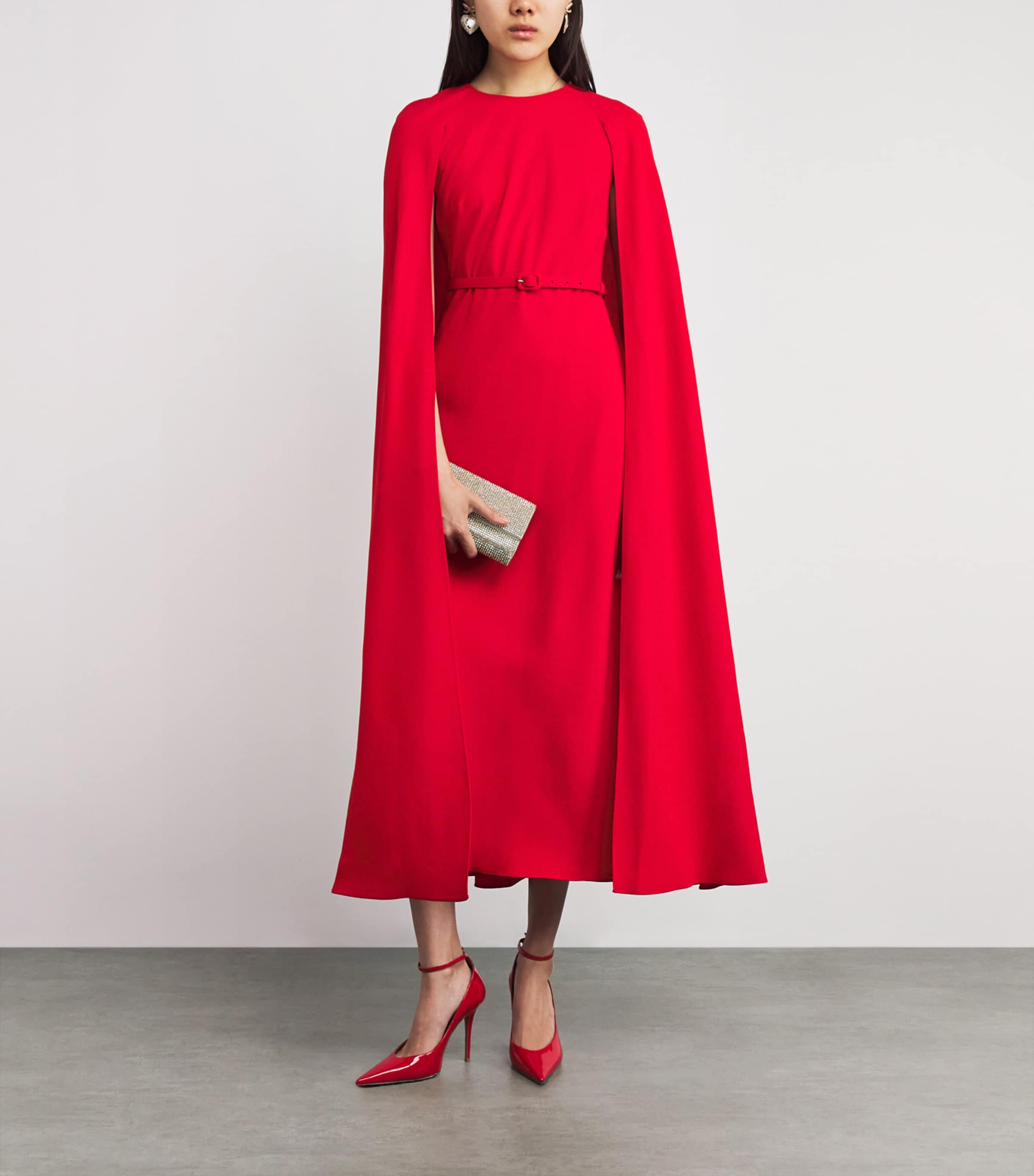 Cady Caped Midi Dress RED Image 2