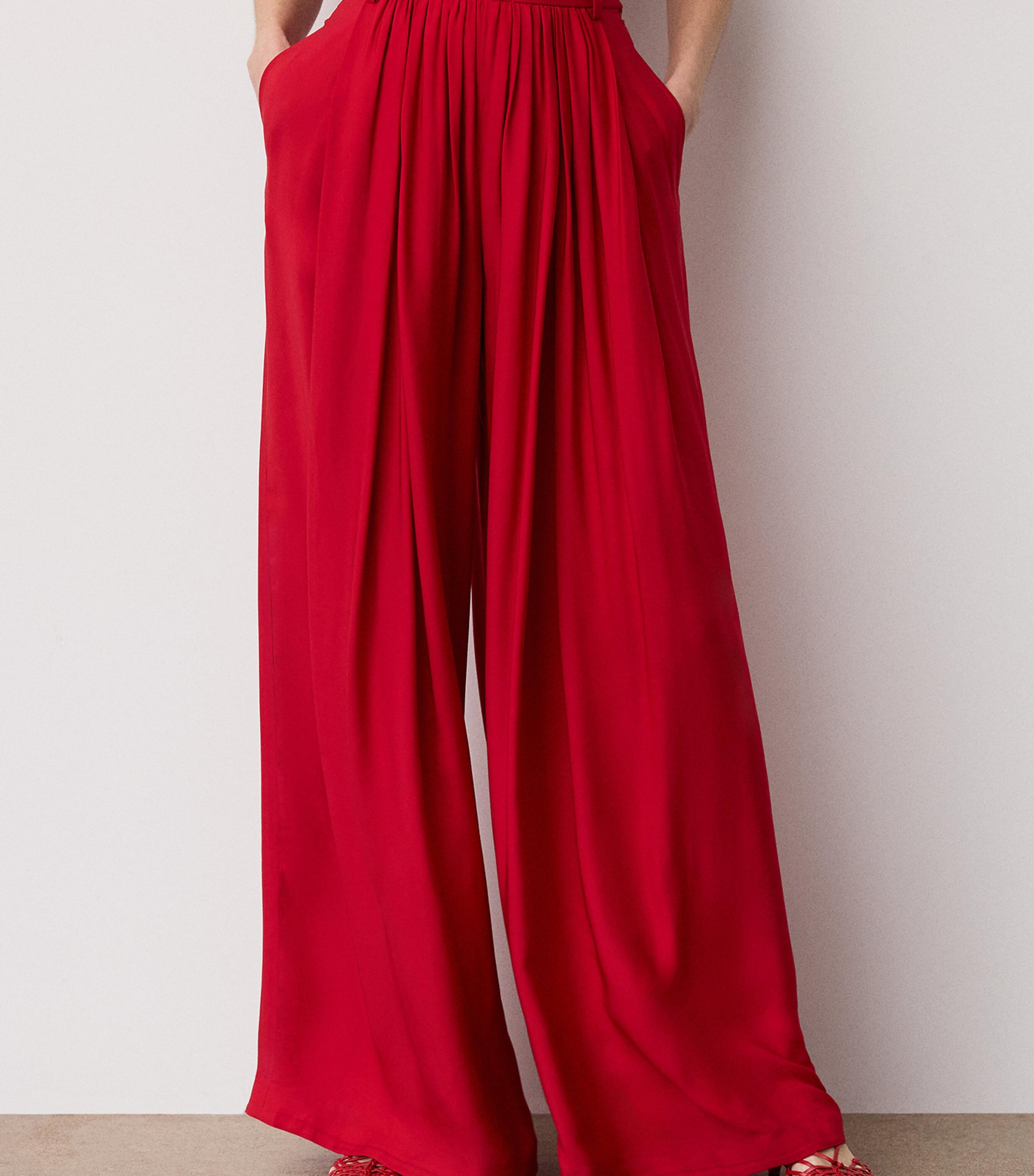 Ralph Lauren Collection Womens Satin Vannesa Wide-Leg Trousers Bright Red Image 3