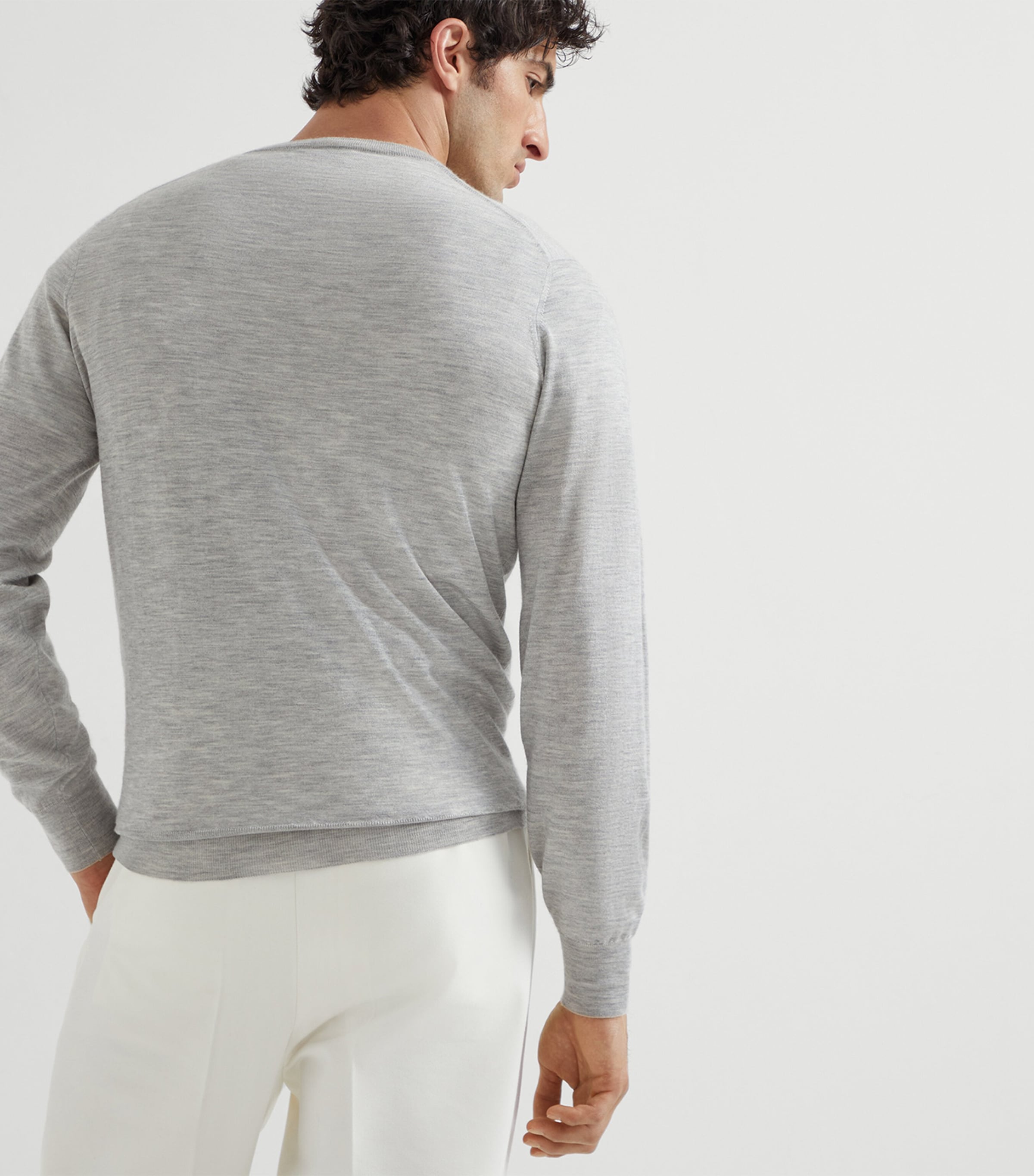 Brunello Cucinelli Grey Cashmere V-Neck Sweater | Harrods US