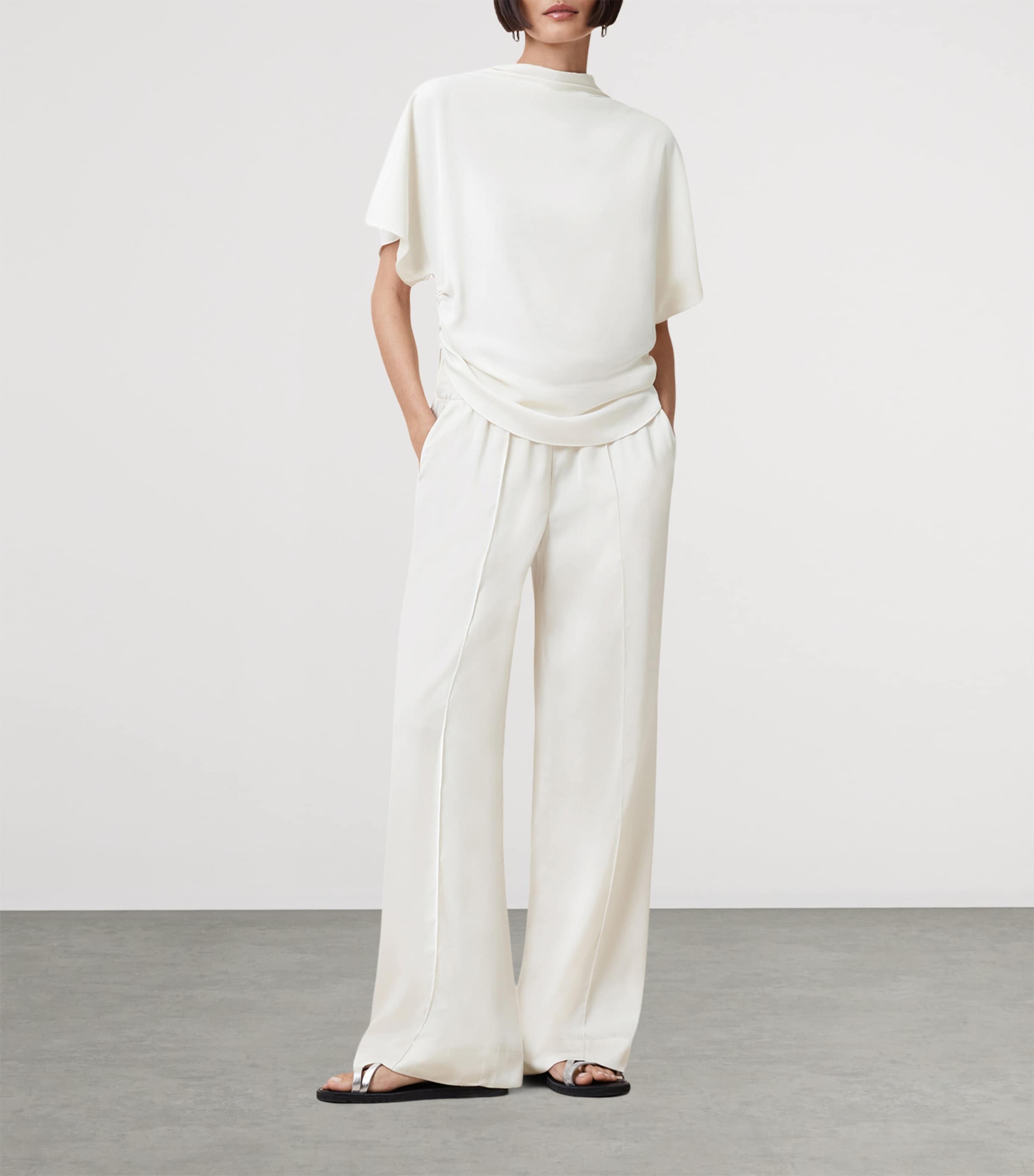 AllSaints Womens Leslie Draped Top Antique White Image 2