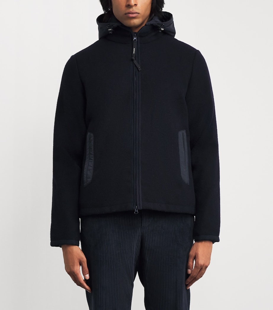 Wool Hooded Jacket 01098 - NAVY Image 3