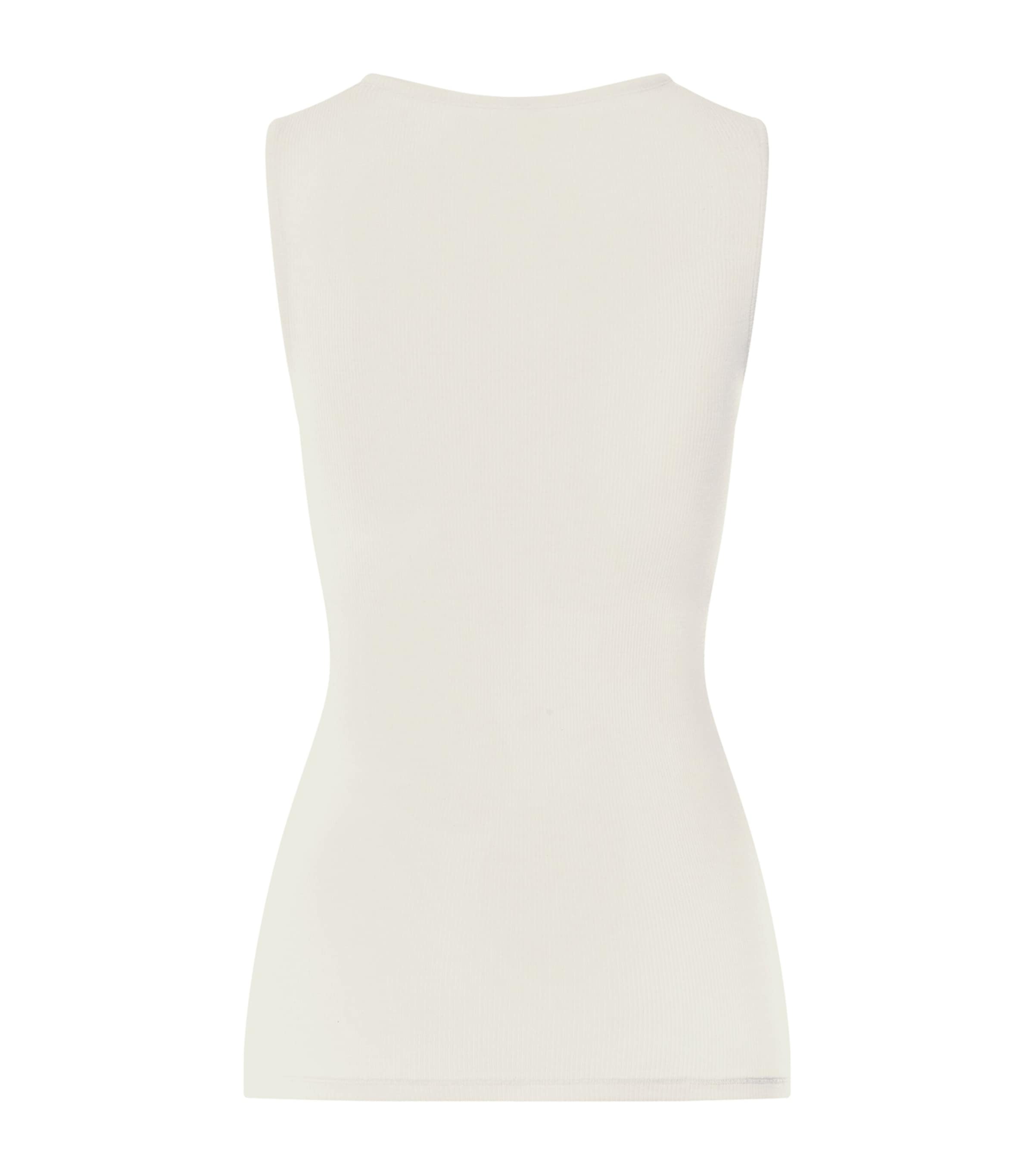 Hanro Womens Wool-Silk Tank Top Misty White Image 3