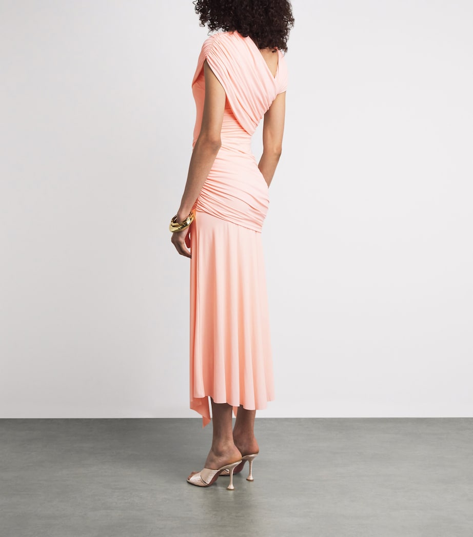 De La Vali Womens Draped Hela Midi Dress Baby Pink Image 4