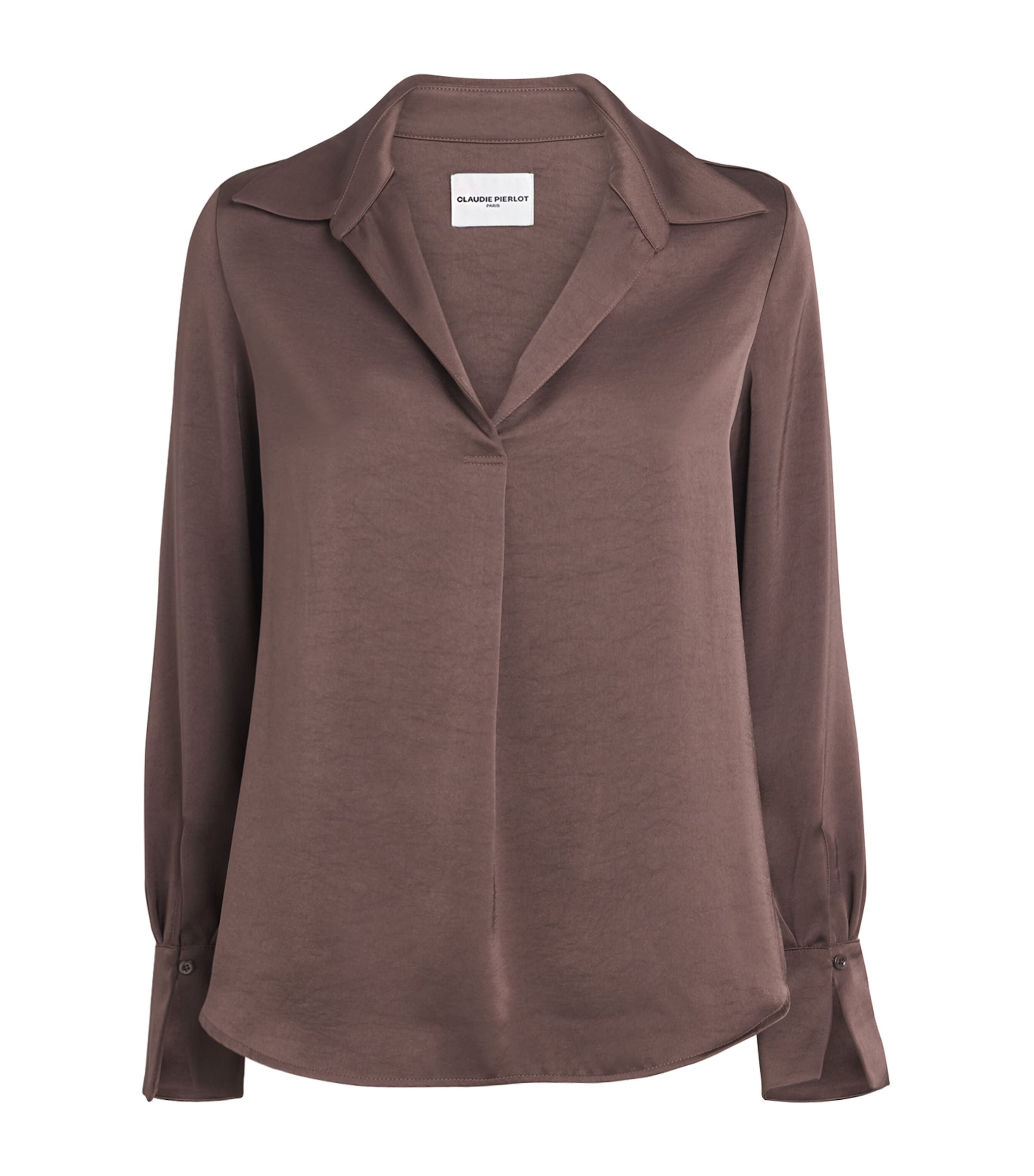 Claudie Pierlot Womens Satin Blouse Brown Ice Image 1