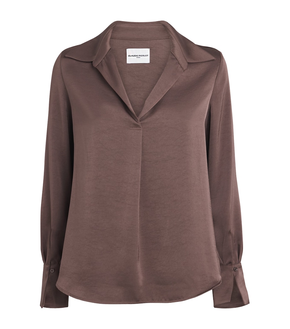 Claudie Pierlot Womens Satin Blouse Brown Ice Image 1