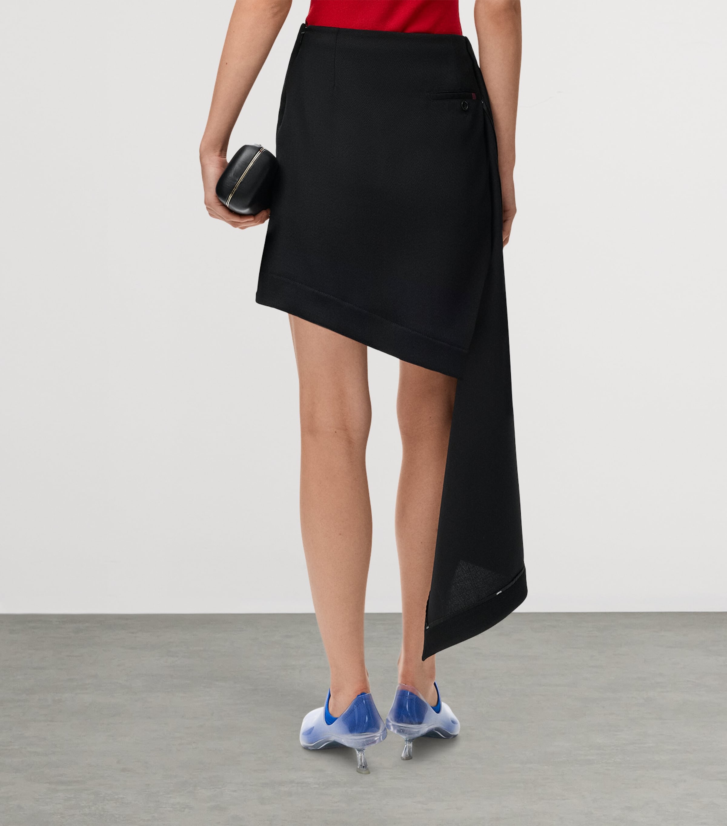 Wool Draped Mini Skirt BLACK Image 4