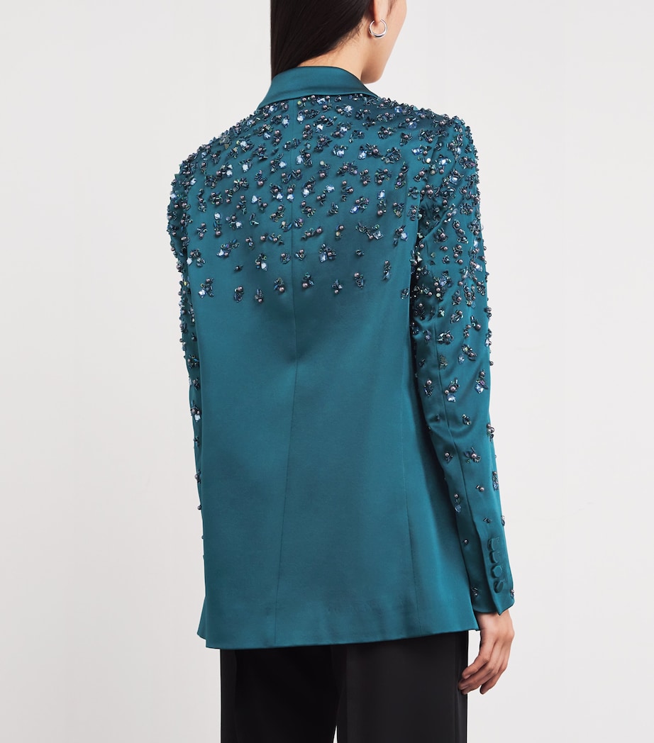 Satin Embellished Blazer DARK TEAL Image 4